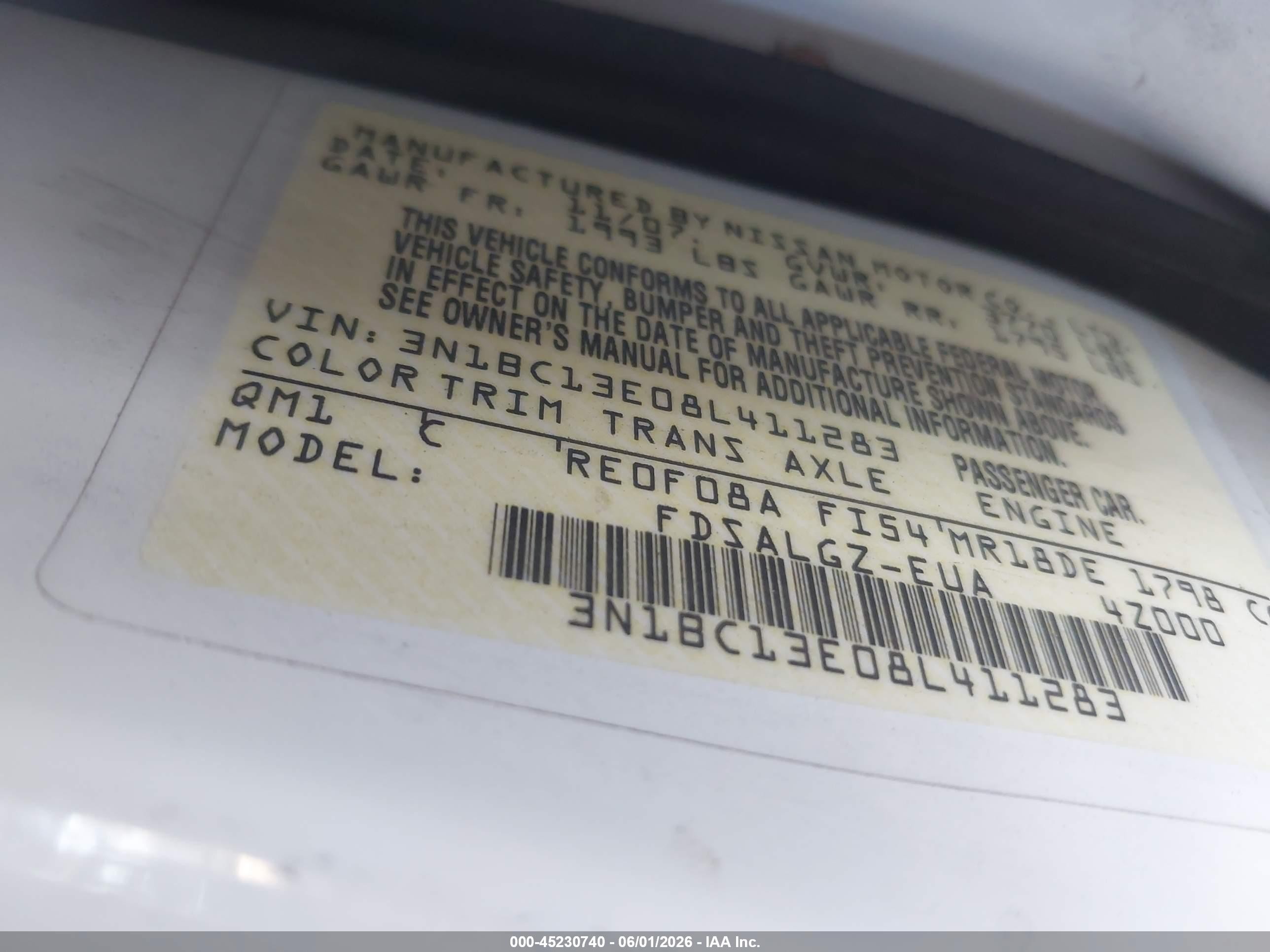 2008 Nissan Versa 1.8sl White vin: 3N1BC13E08L411283