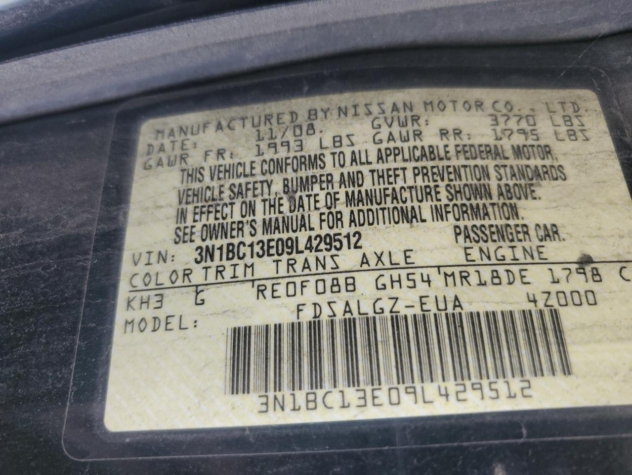 2009 Nissan Versa S Черный vin: 3N1BC13E09L429512