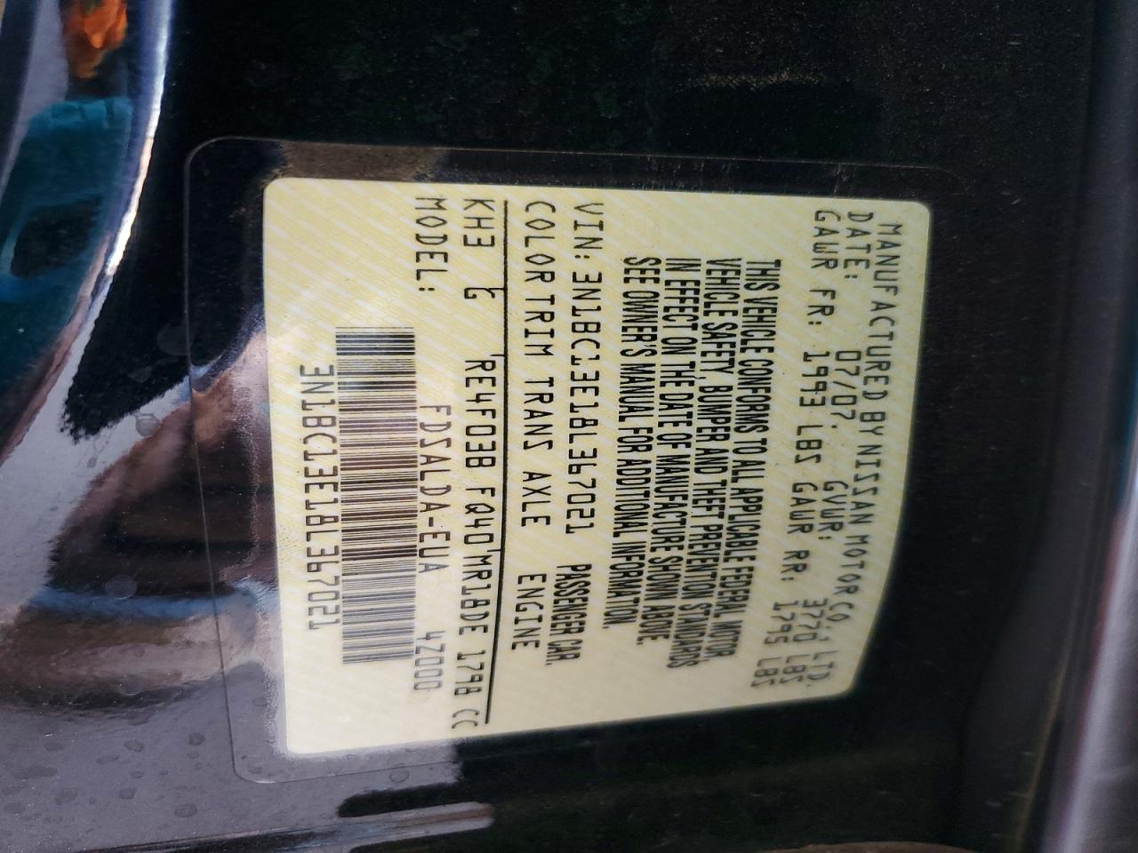 2008 Nissan Versa 1.8 S Black vin: 3N1BC13E18L367021