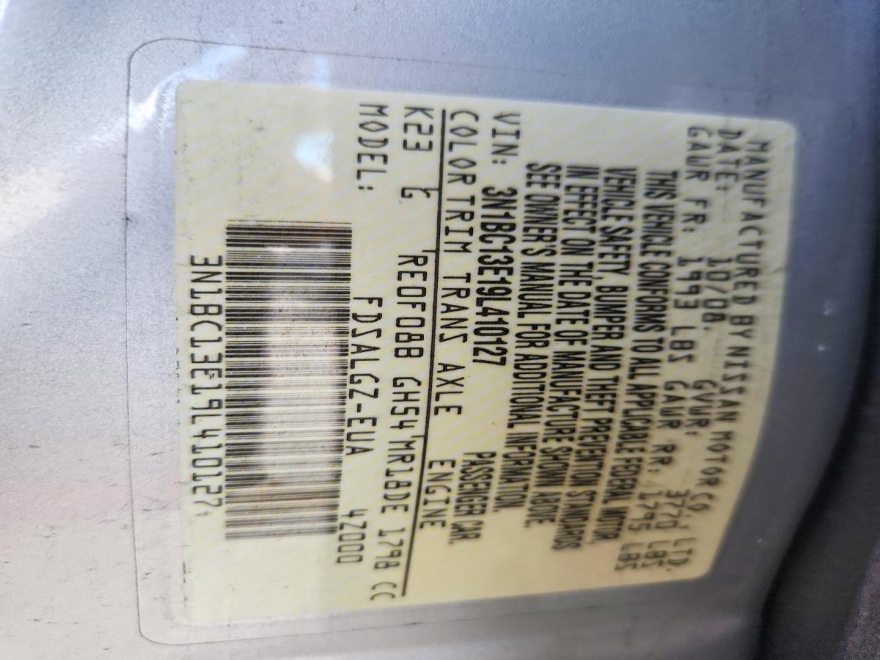 2009 Nissan Versa S/sl Серебряный vin: 3N1BC13E19L410127