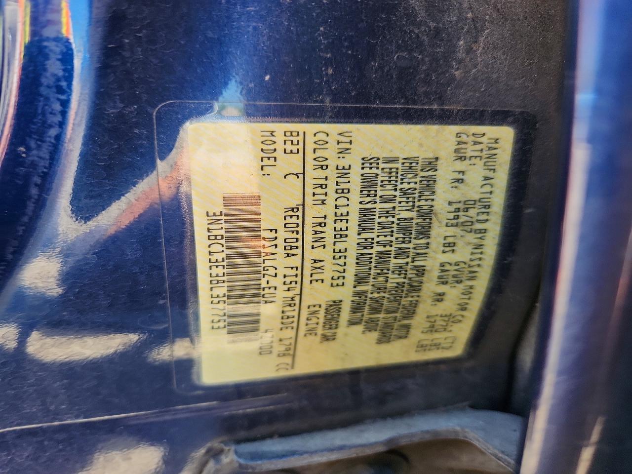 2008 Nissan Versa 1.8 S Blue vin: 3N1BC13E38L357753