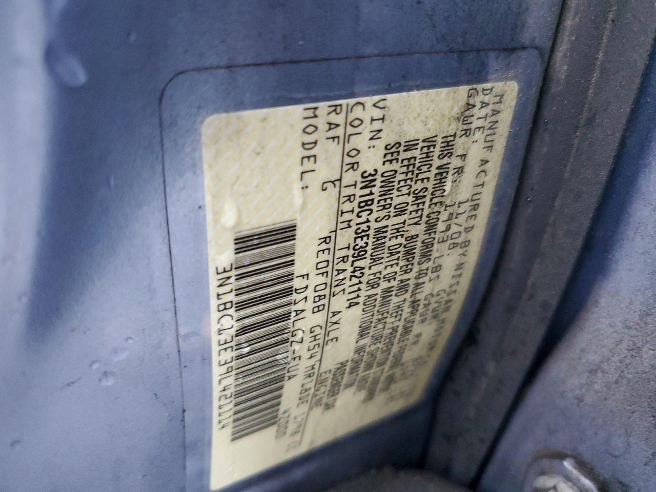 2009 Nissan Versa 1.8 S Синий vin: 3N1BC13E39L421114