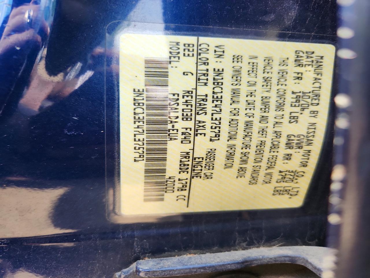 2007 Nissan Versa 1.8 S Blue vin: 3N1BC13E47L375791
