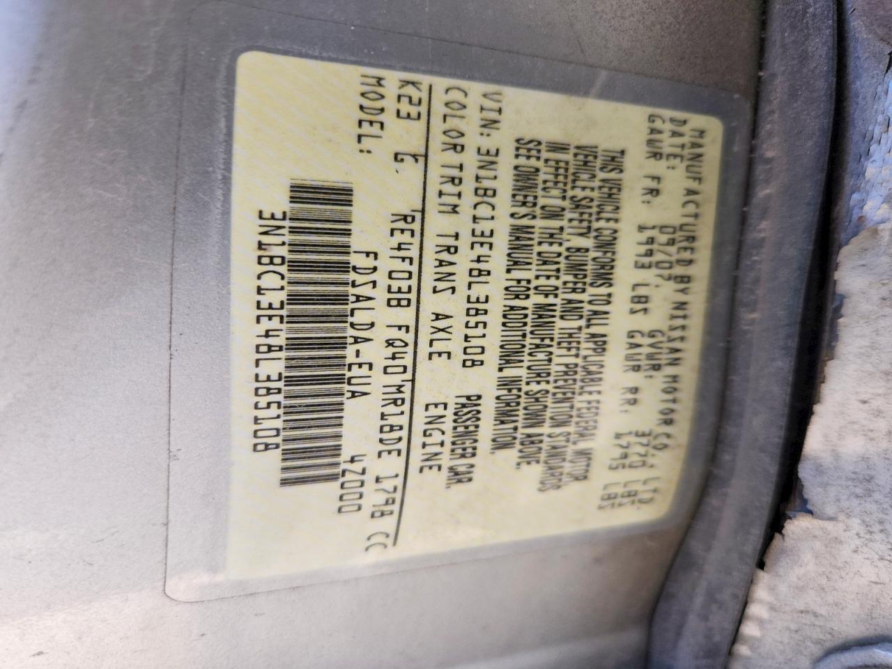 2008 Nissan Versa 1.8 S Silver vin: 3N1BC13E48L385108