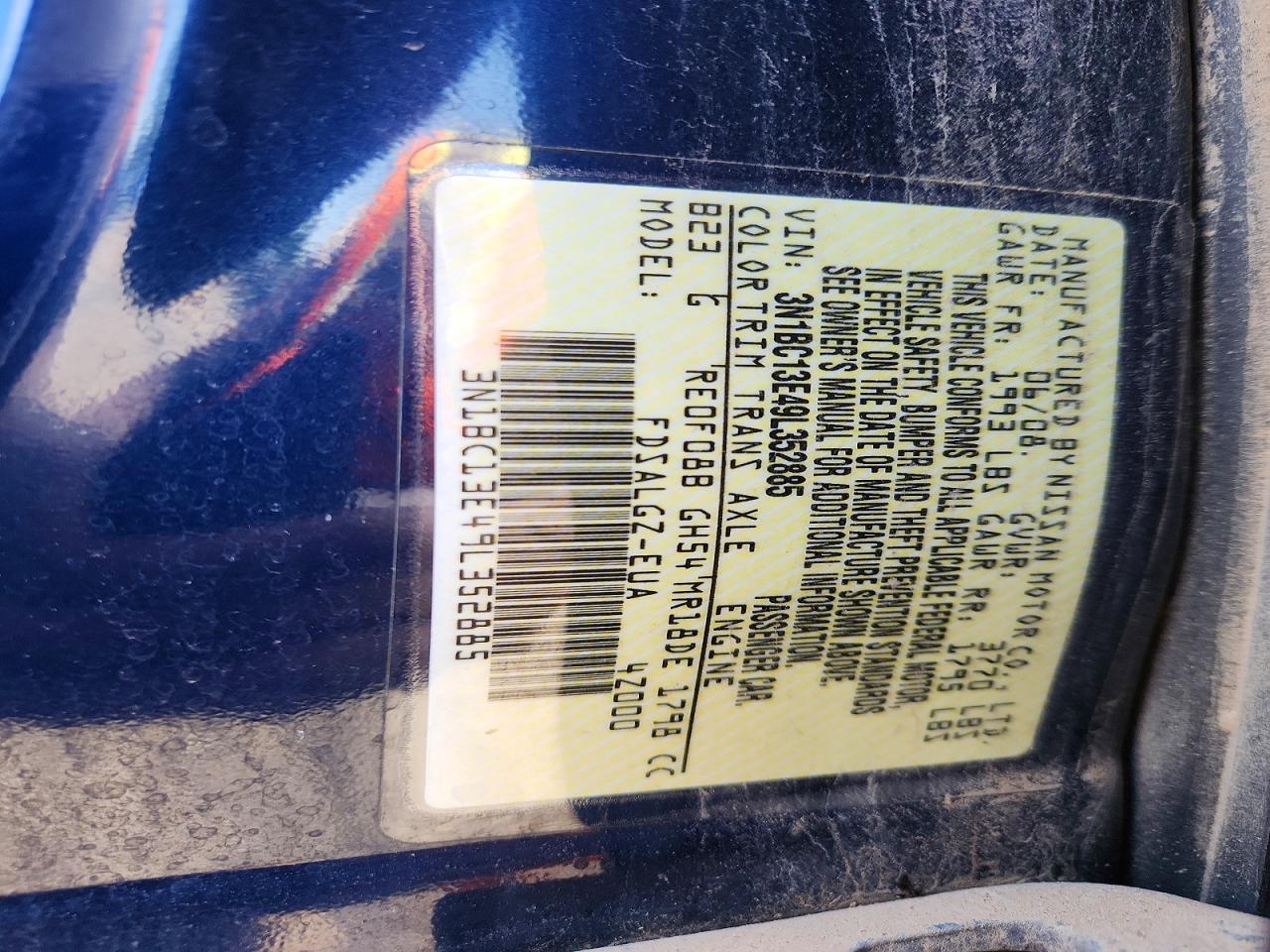 2009 Nissan Versa 1.8 S Blue vin: 3N1BC13E49L352885