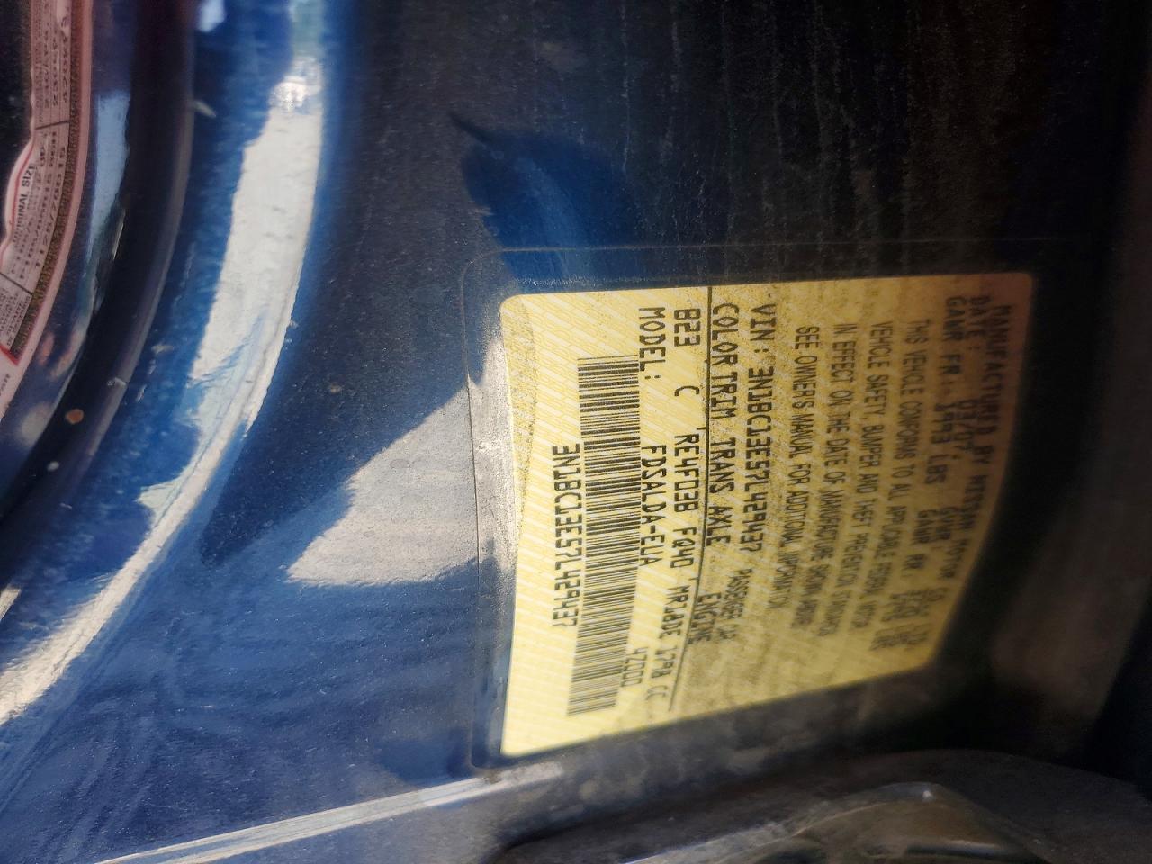 2007 Nissan Versa 1.8 S Blue vin: 3N1BC13E57L429437