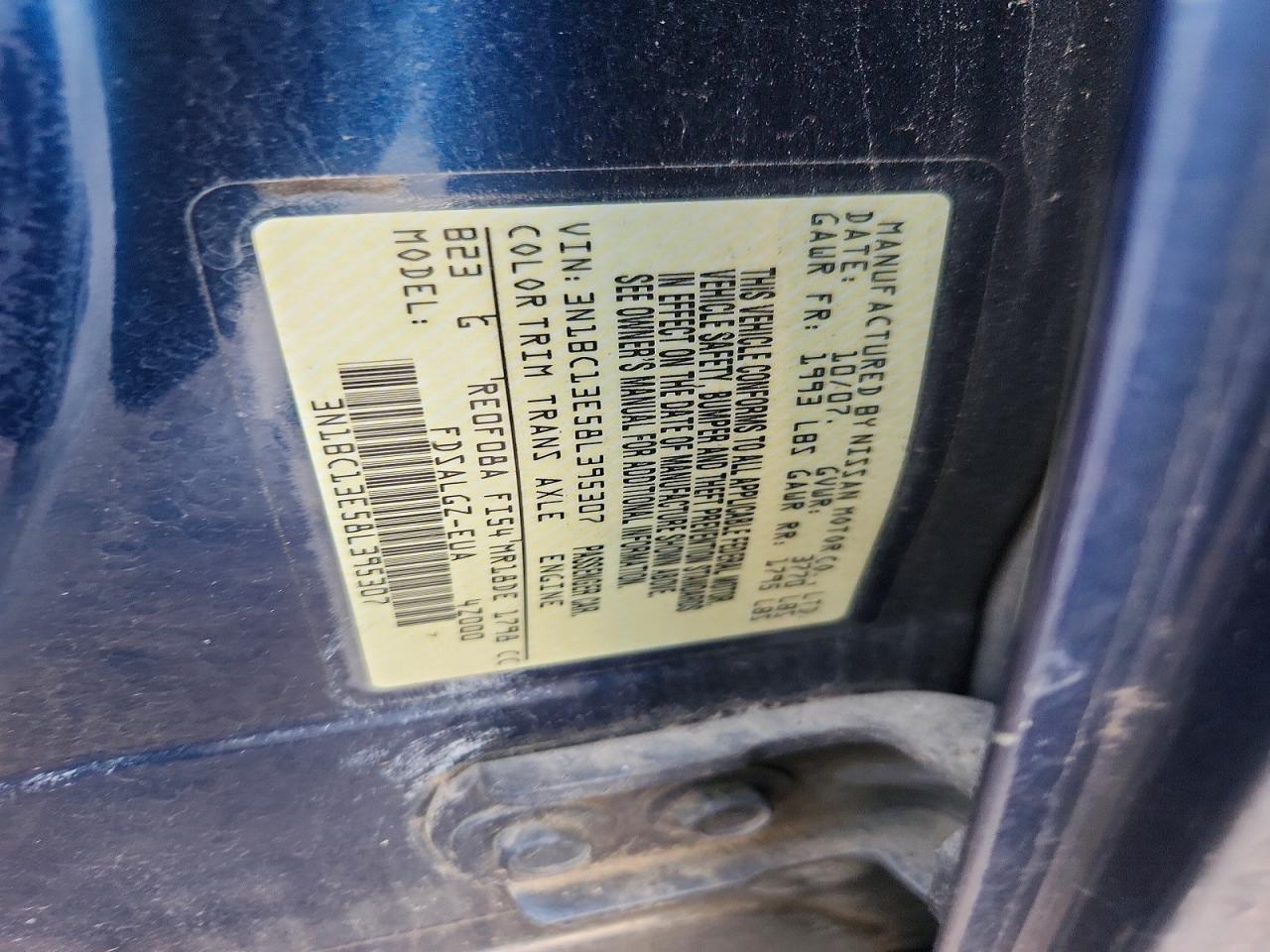 2008 Nissan Versa 1.8 S Blue vin: 3N1BC13E58L395307