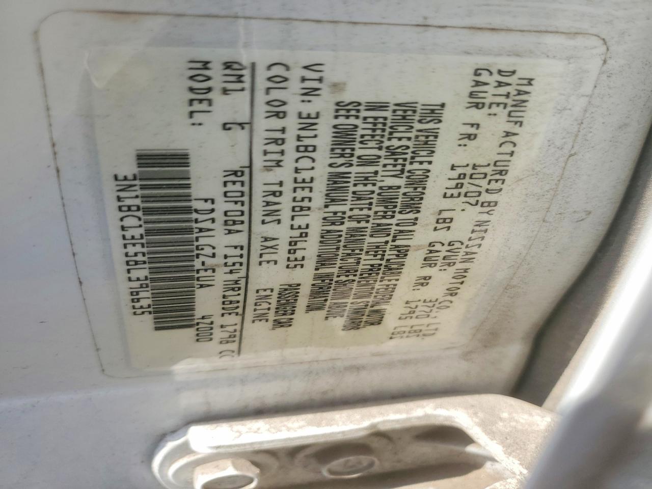 2008 Nissan Versa 1.8 S White vin: 3N1BC13E58L396635
