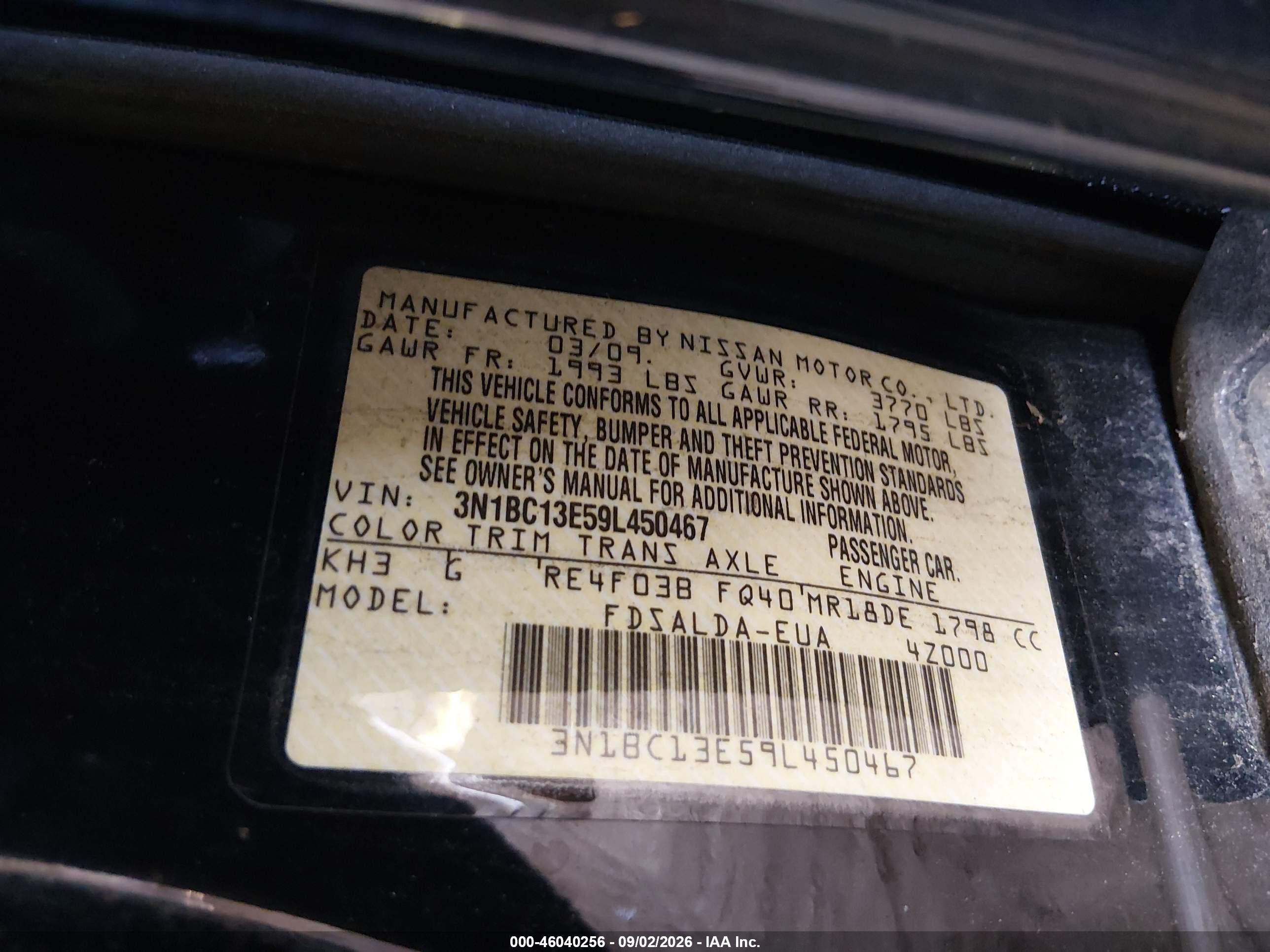 2009 Nissan Versa 1.8s Black vin: 3N1BC13E59L450467