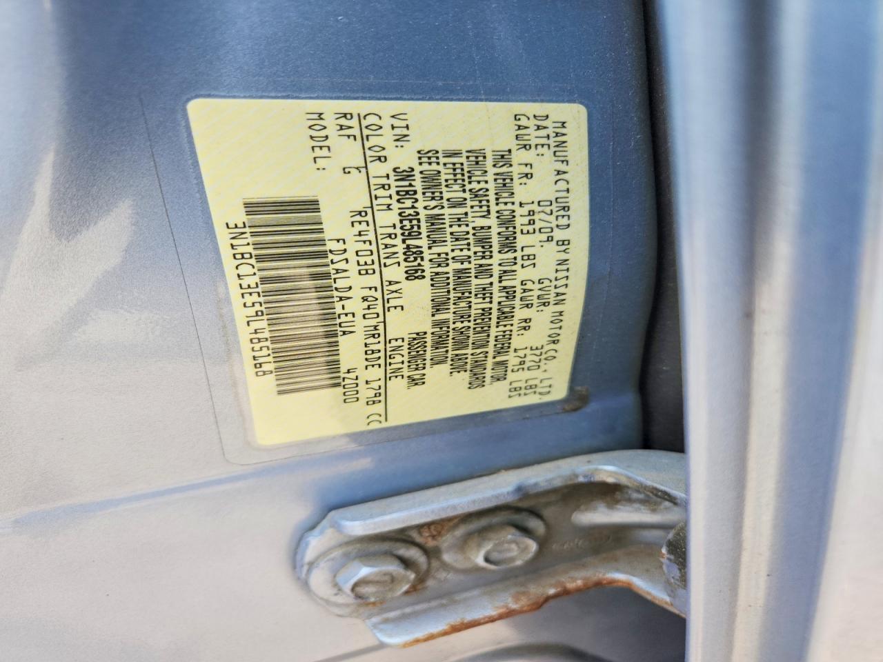 2009 Nissan Versa 1.8 S Blue vin: 3N1BC13E59L485168