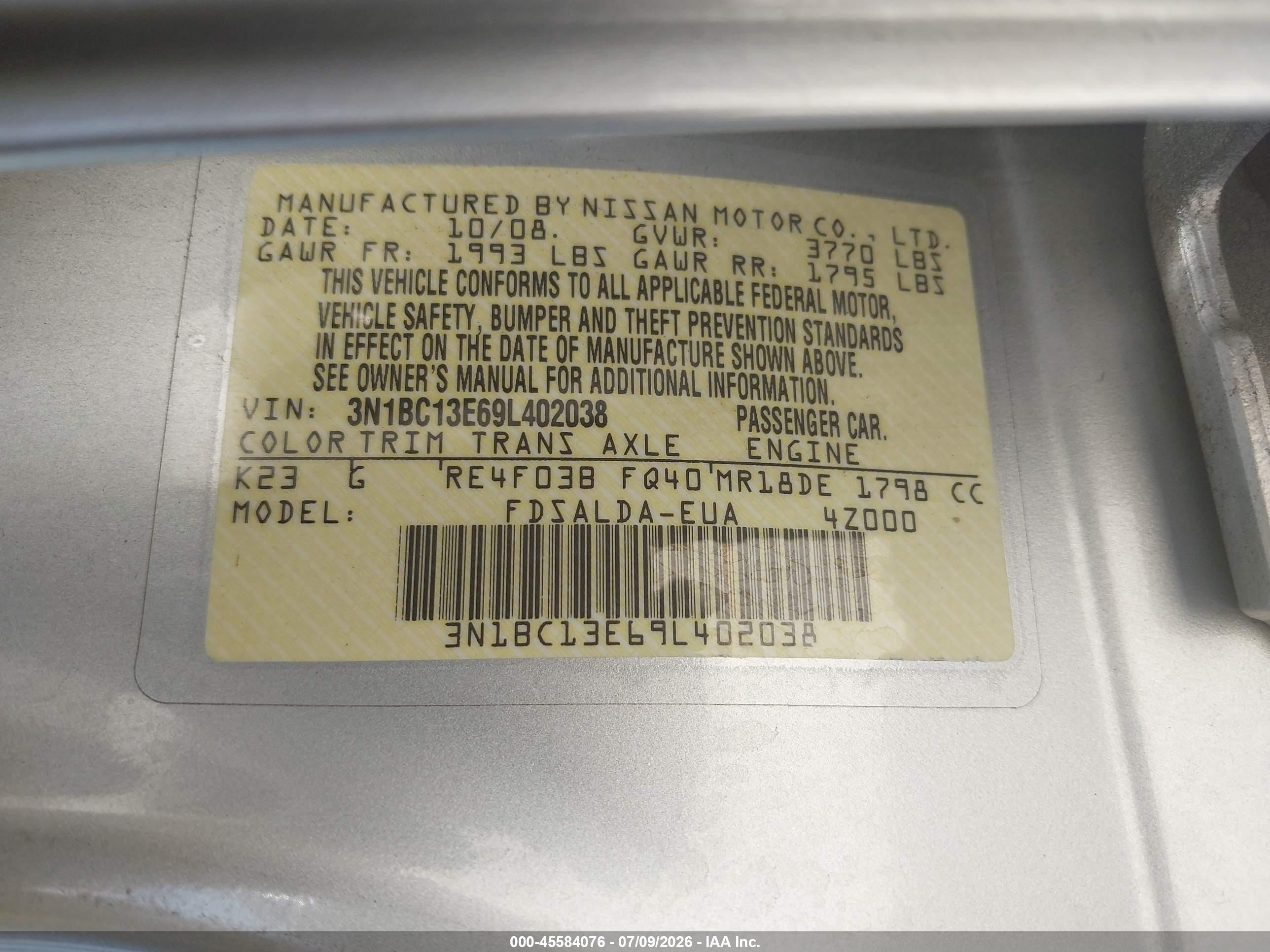 2009 Nissan Versa 1.8s Silver vin: 3N1BC13E69L402038