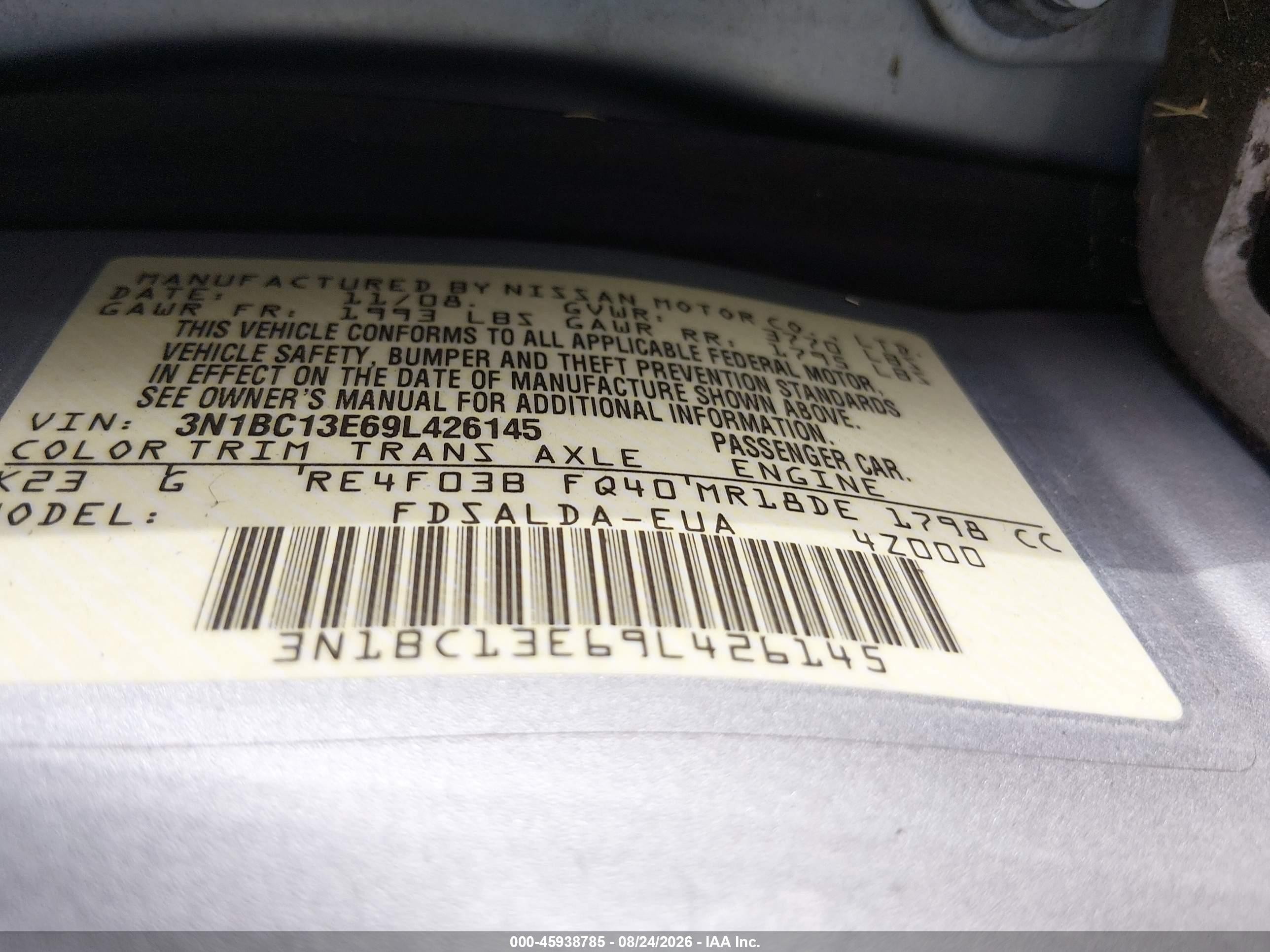 2009 Nissan Versa 1.8s Silver vin: 3N1BC13E69L426145