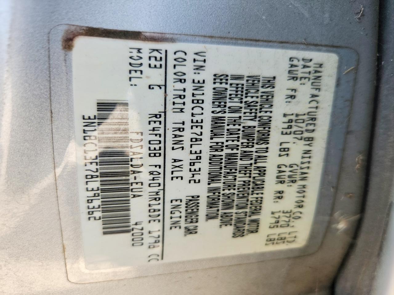 2008 Nissan Versa 1.8 S Silver vin: 3N1BC13E78L396362