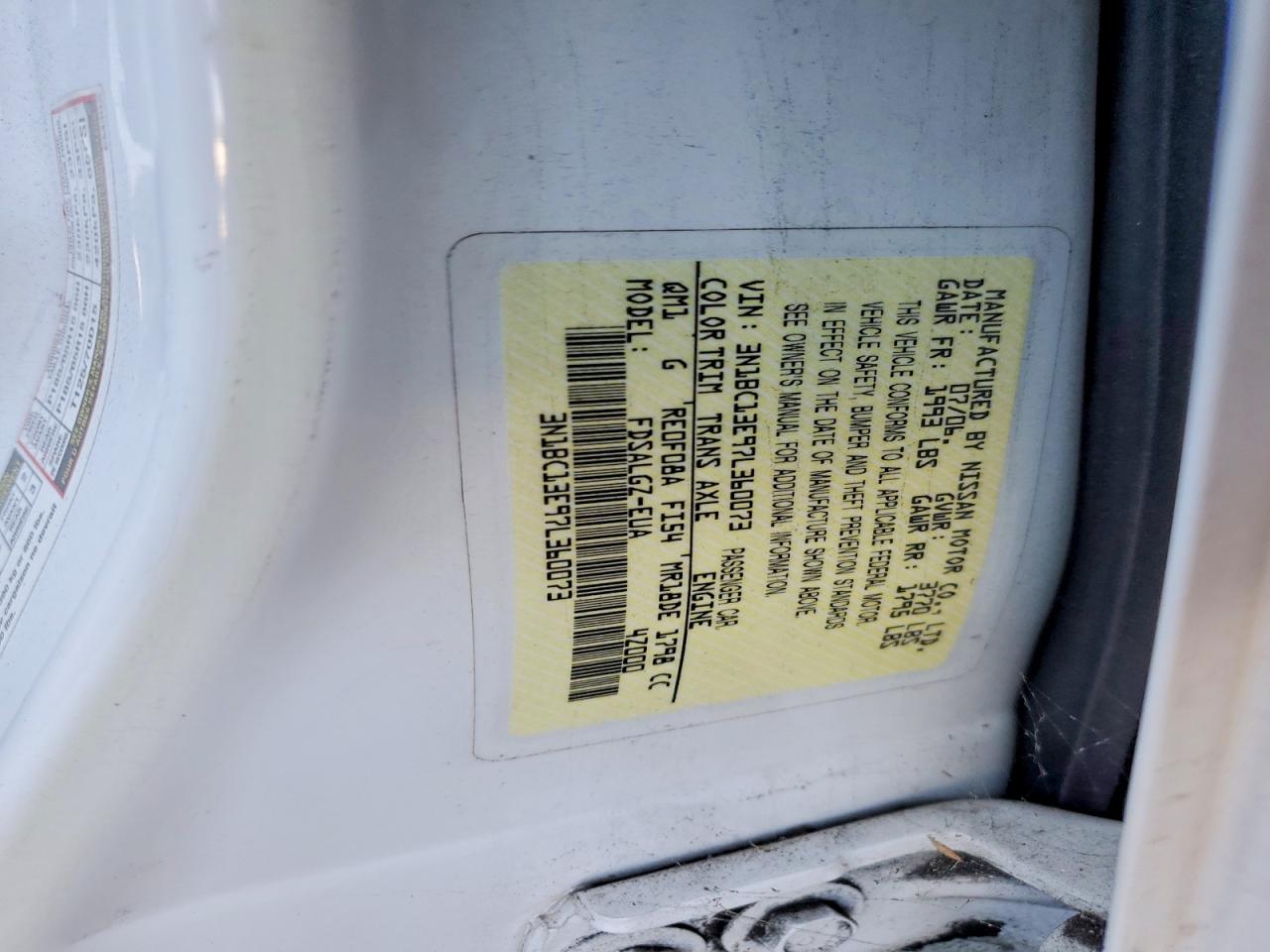 2007 Nissan Versa 1.8 S White vin: 3N1BC13E97L360073