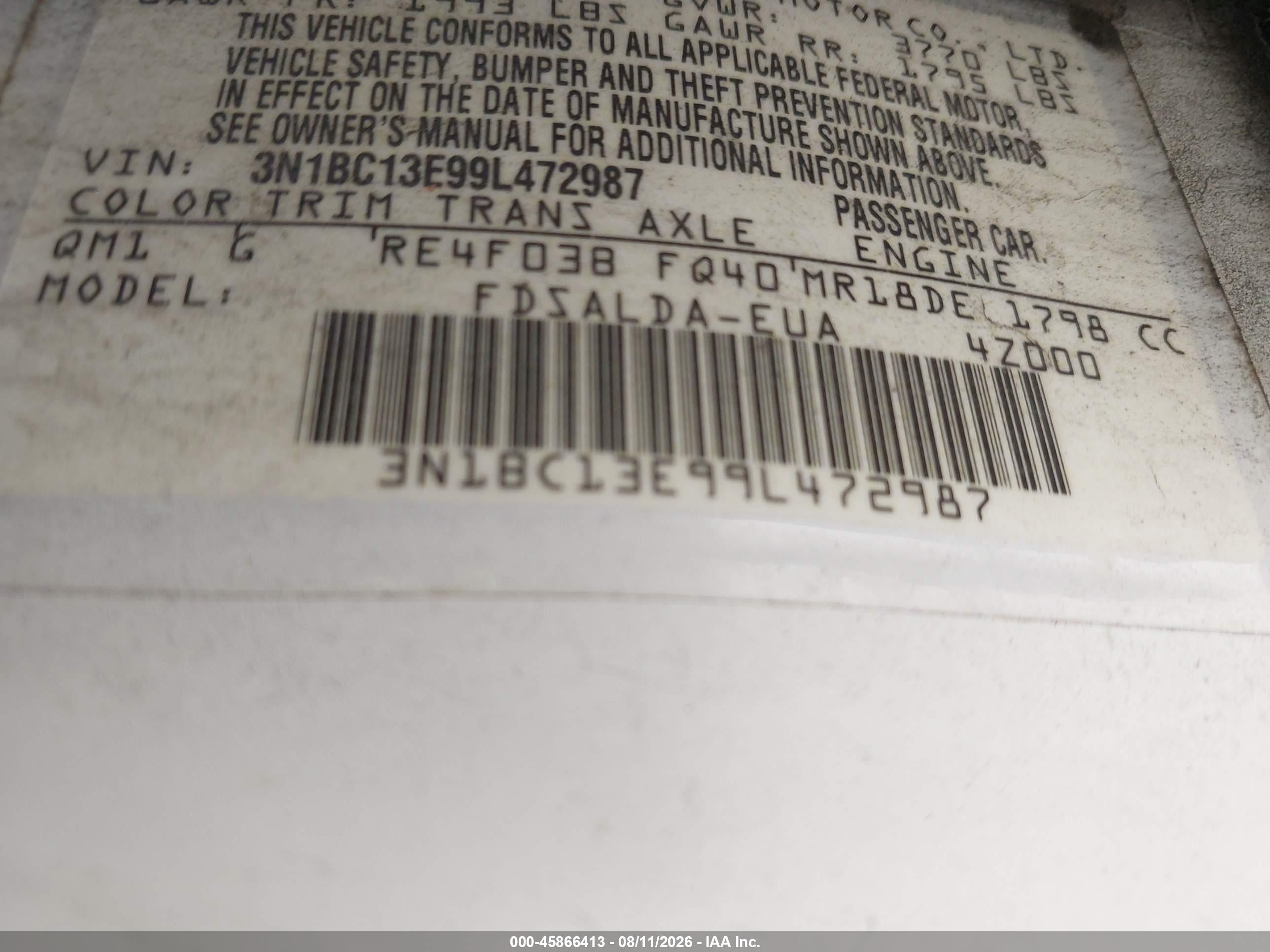 2009 Nissan Versa 1.8s Белый vin: 3N1BC13E99L472987