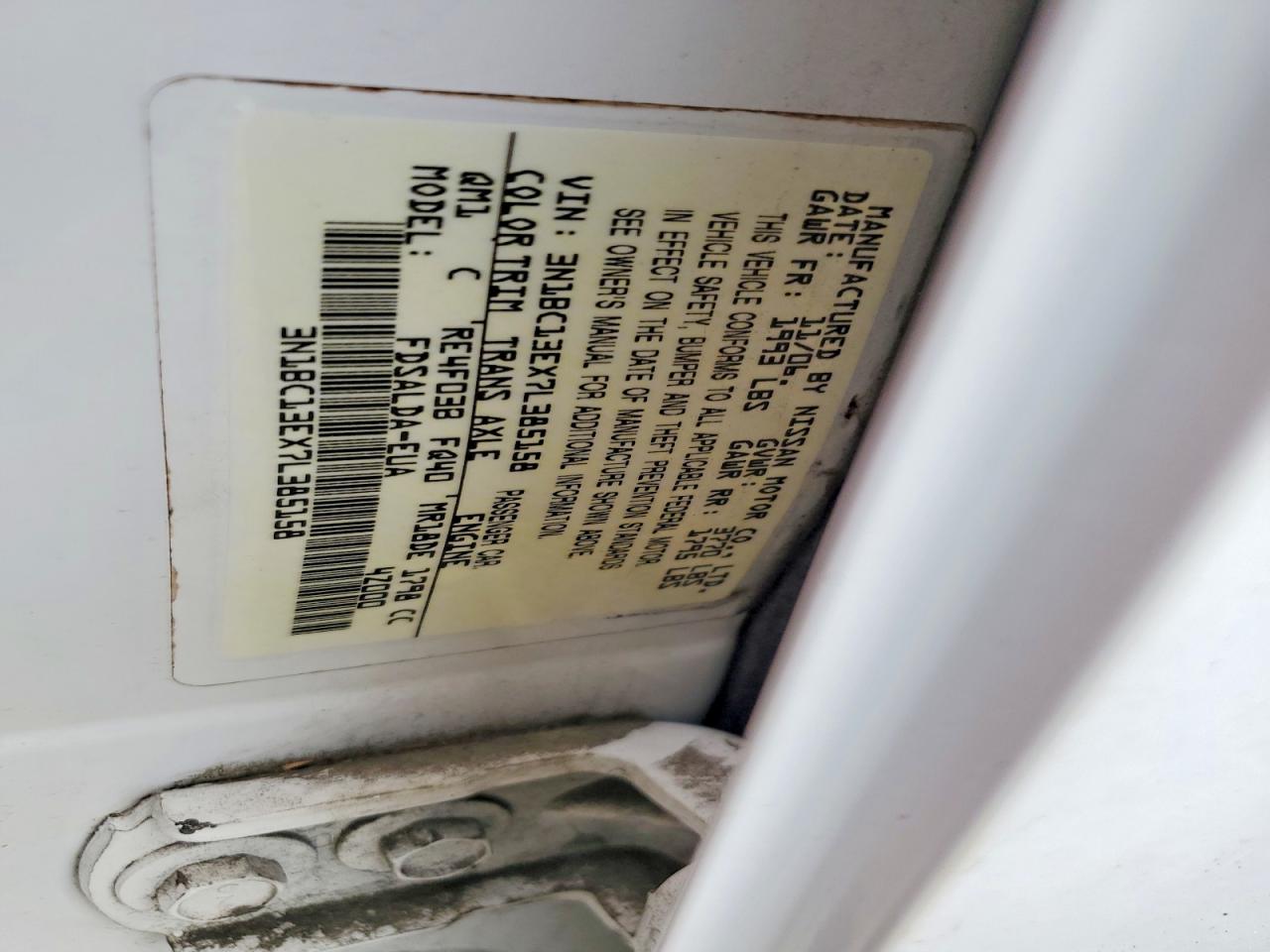 2007 Nissan Versa 1.8 S White vin: 3N1BC13EX7L385158
