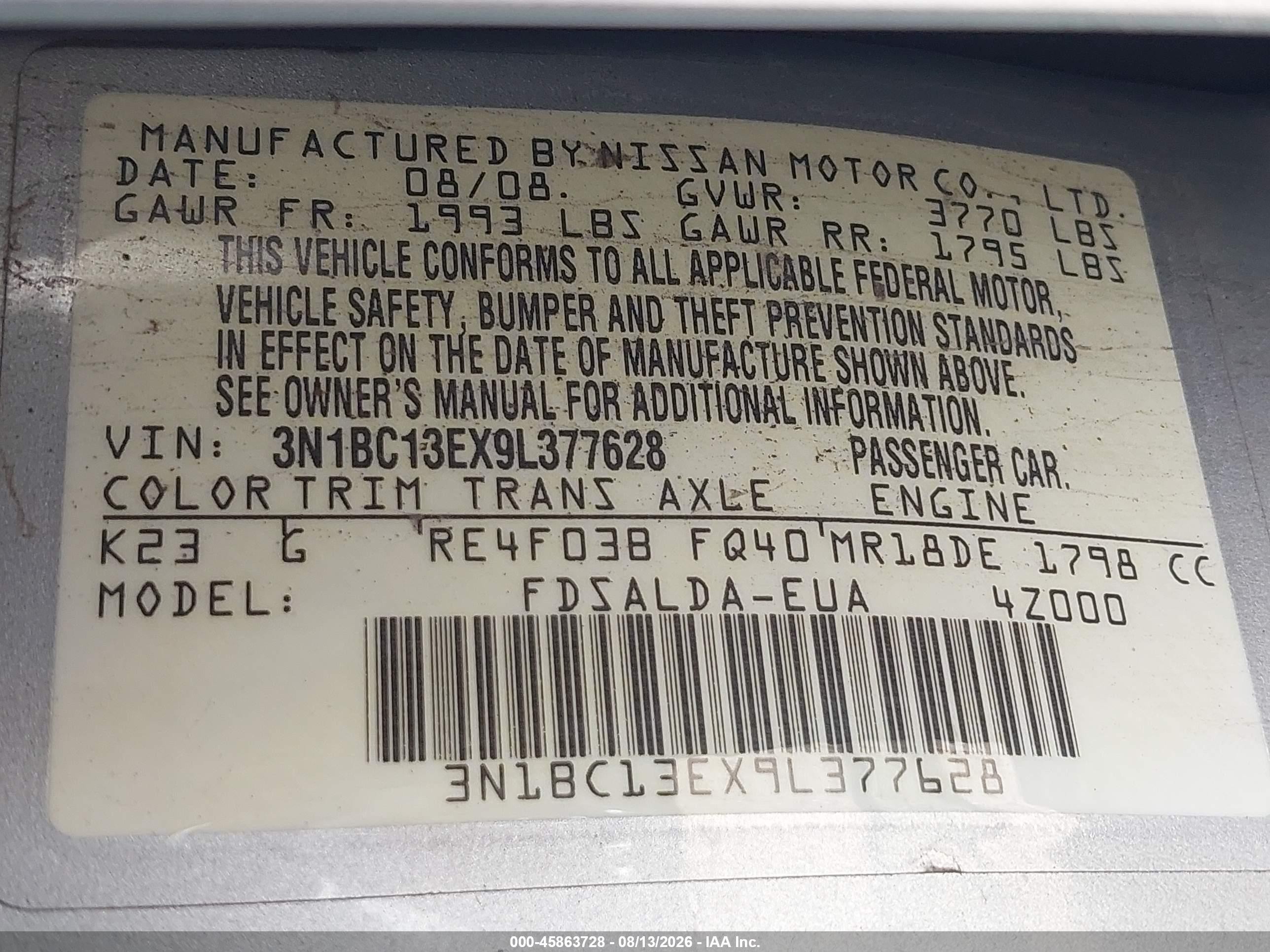 2009 Nissan Versa 1.8s Silver vin: 3N1BC13EX9L377628