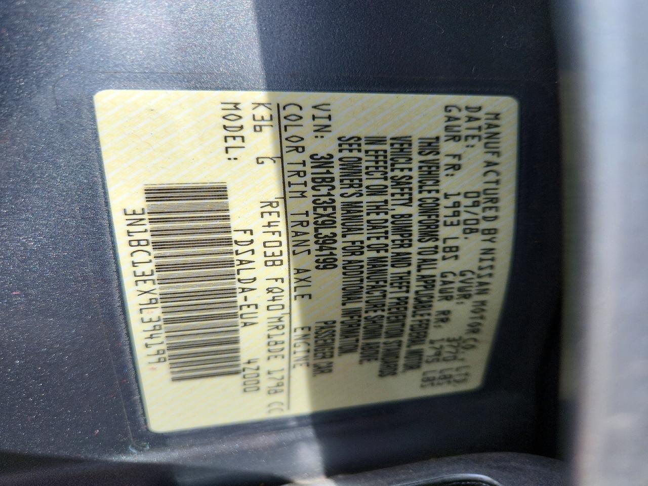 2009 Nissan Versa 1.8 S Silver vin: 3N1BC13EX9L394199