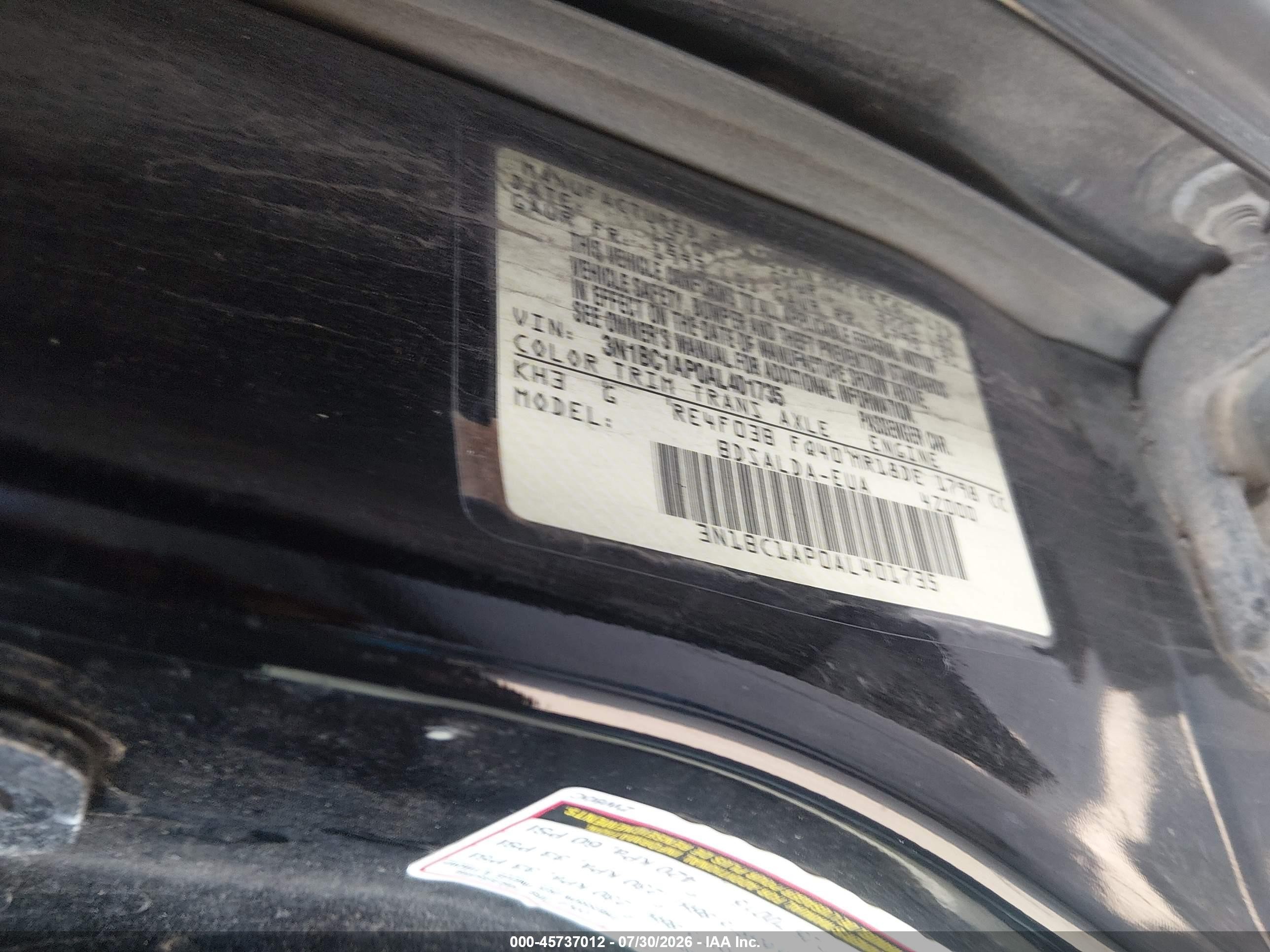 2010 Nissan Versa 1.8s Black vin: 3N1BC1AP0AL401735
