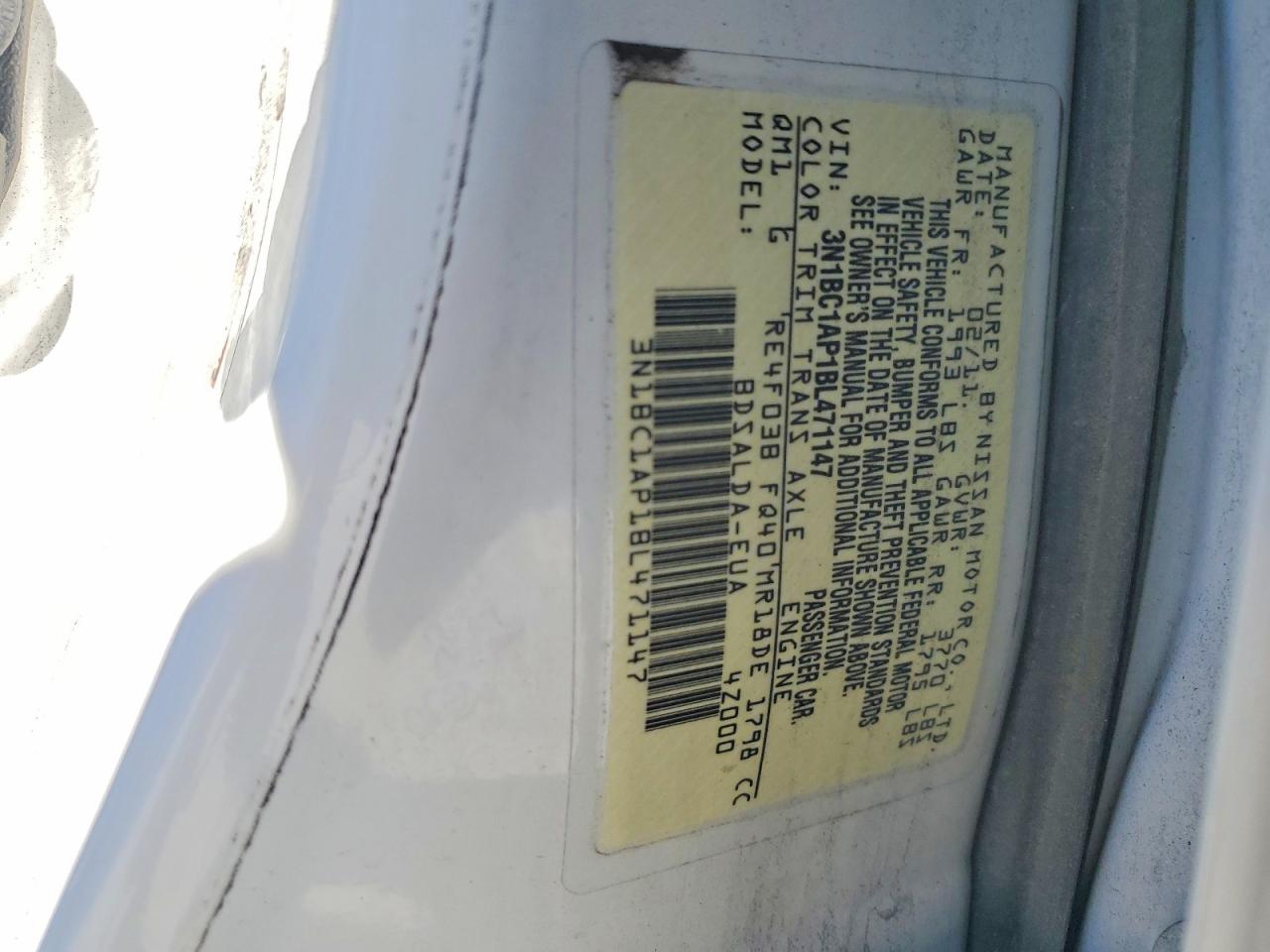 2011 Nissan Versa 1.8 S Белый vin: 3N1BC1AP1BL471147