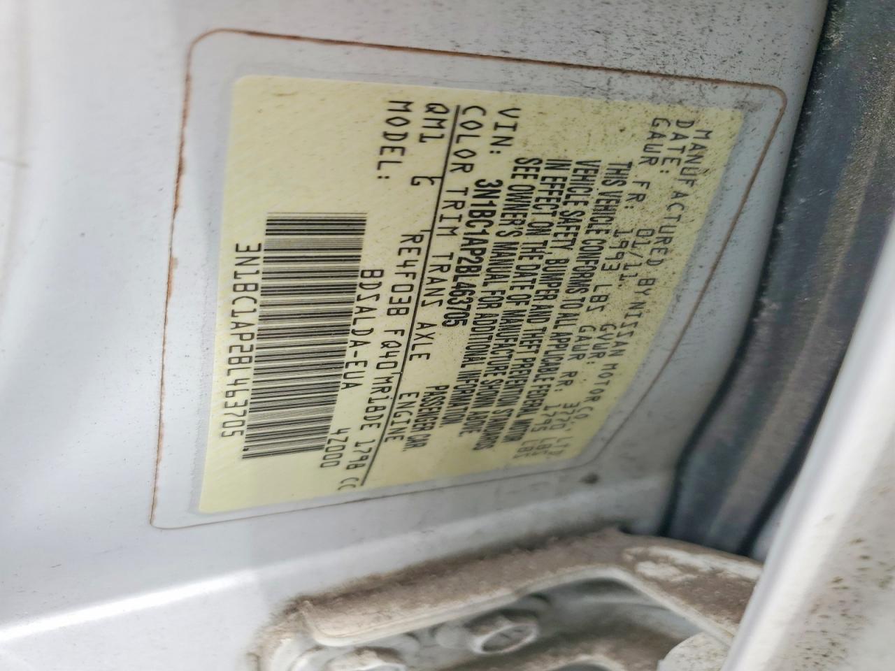 2011 Nissan Versa 1.8 S Белый vin: 3N1BC1AP2BL463705