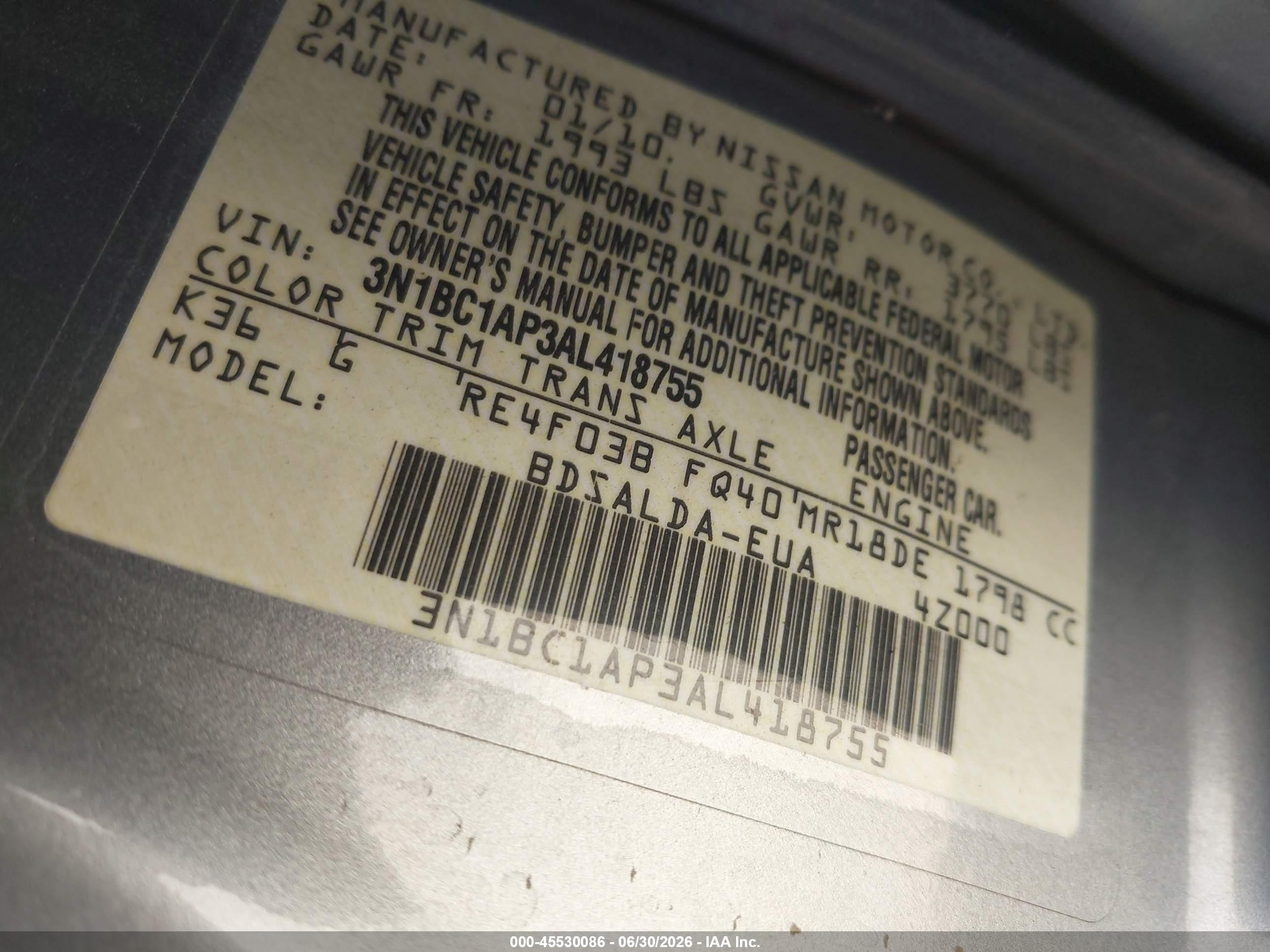 2010 Nissan Versa 1.8s Silver vin: 3N1BC1AP3AL418755