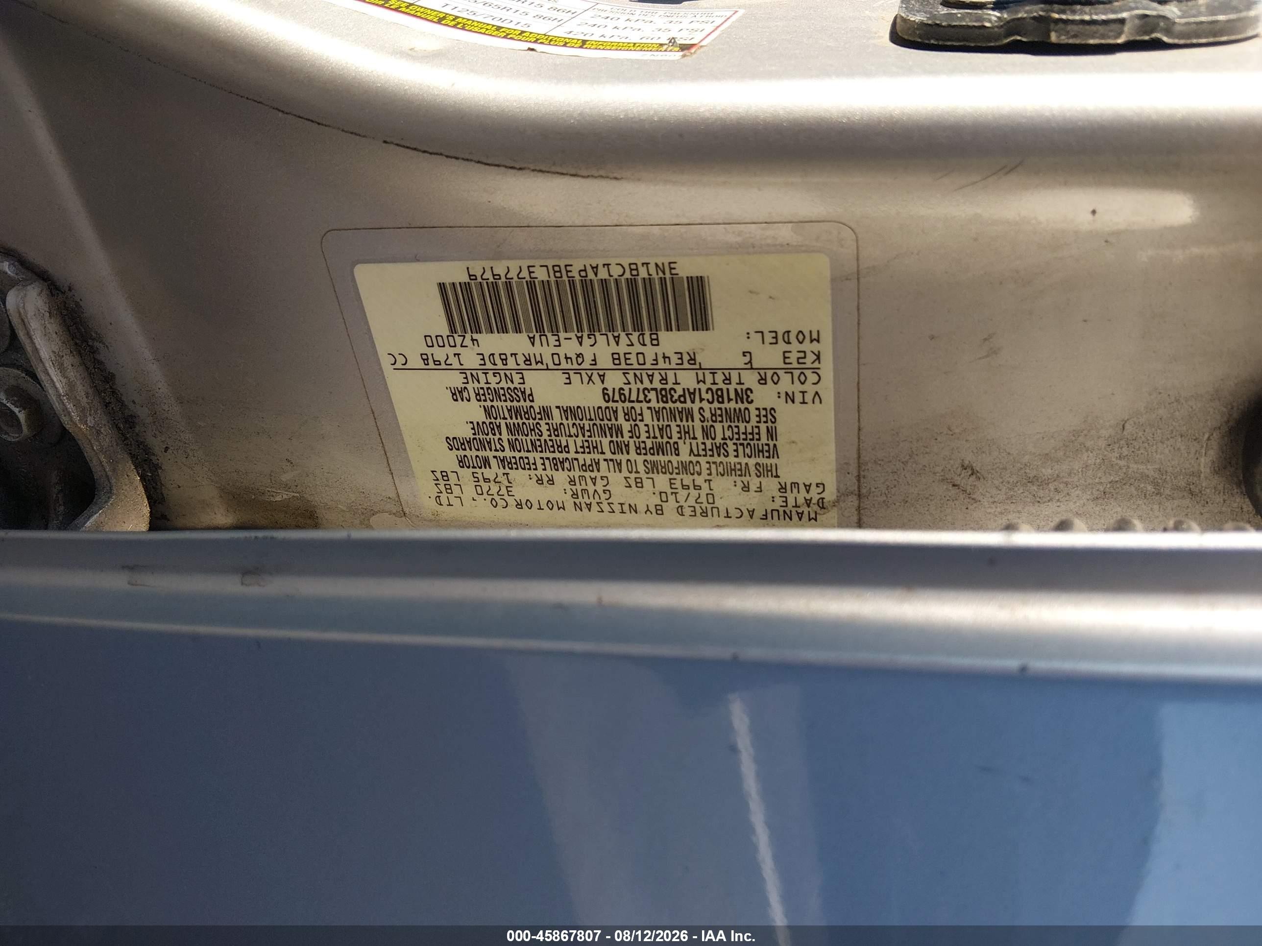 2011 Nissan Versa 1.8sl Silver vin: 3N1BC1AP3BL377979
