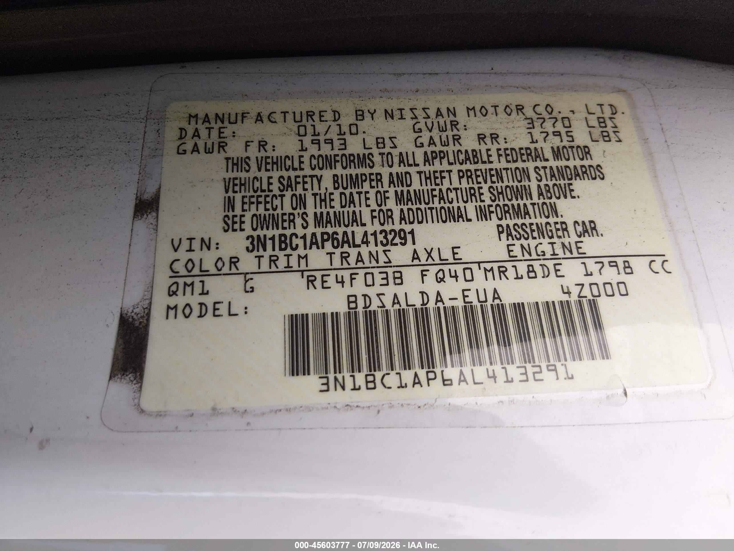 2010 Nissan Versa 1.8s White vin: 3N1BC1AP6AL413291