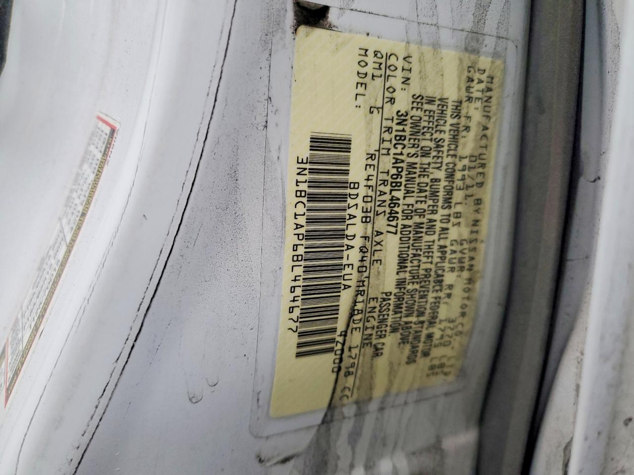 2011 Nissan Versa 1.8 S Белый vin: 3N1BC1AP6BL464677