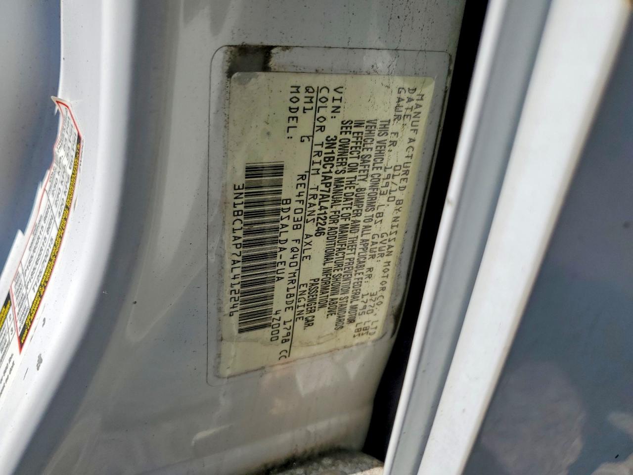 2010 Nissan Versa 1.8 S White vin: 3N1BC1AP7AL412246