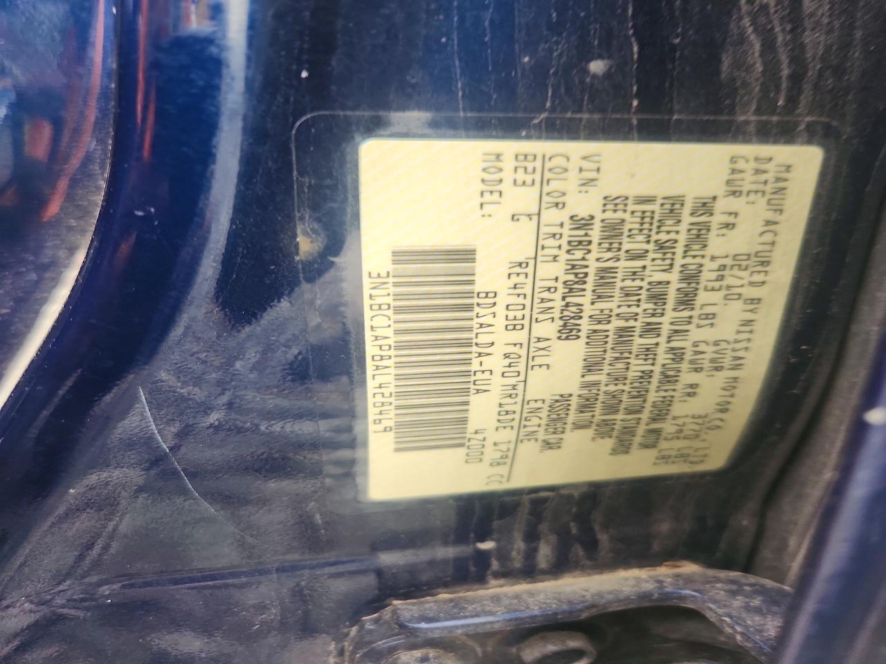 2010 Nissan Versa 1.8 S Blue vin: 3N1BC1AP8AL428469