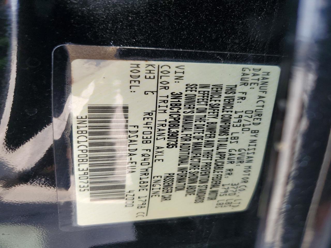 2011 Nissan Versa 1.8 S Black vin: 3N1BC1CP0BL390735