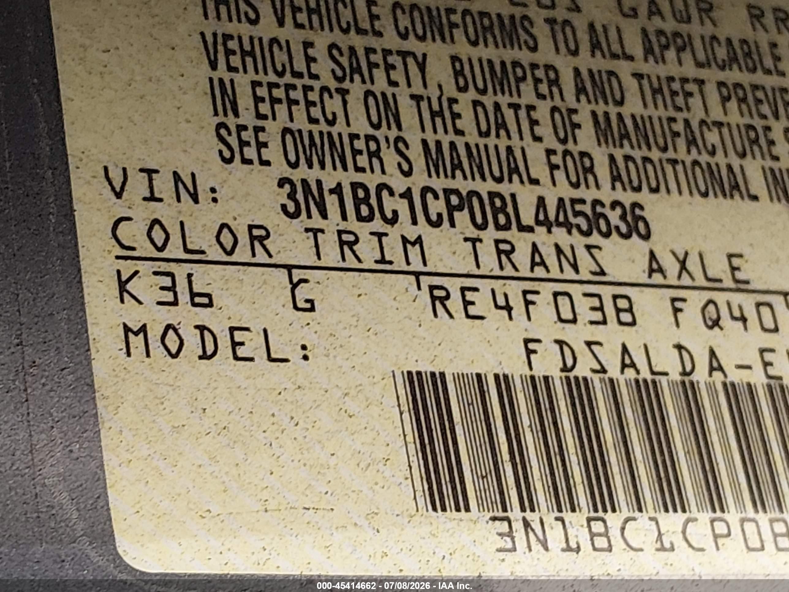 2011 Nissan Versa 1.8s Gray vin: 3N1BC1CP0BL445636