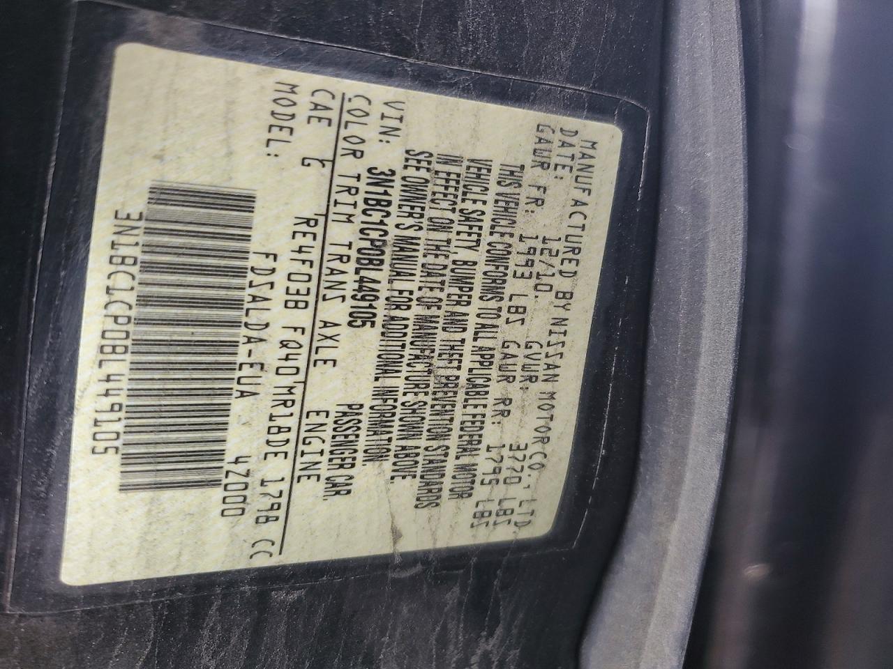 2011 Nissan Versa Black vin: 3N1BC1CP0BL449105