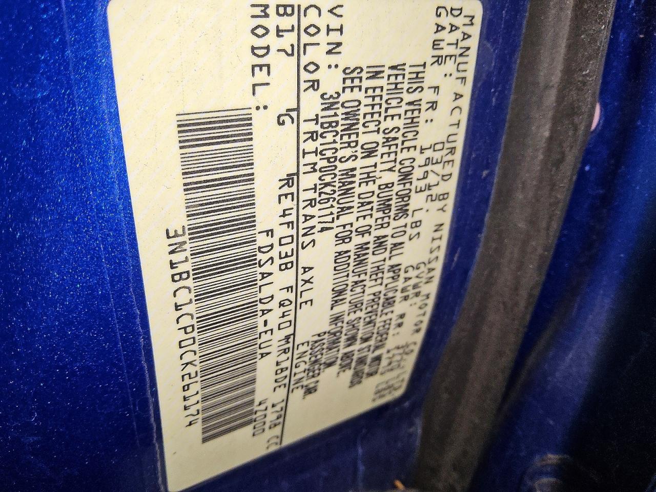 2012 Nissan Versa Blue vin: 3N1BC1CP0CK261174