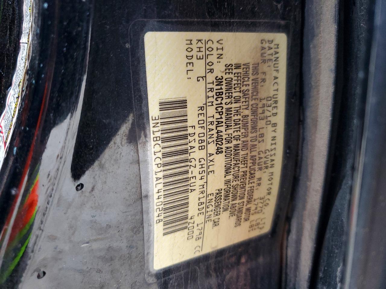 2010 Nissan Versa 1.8 S Black vin: 3N1BC1CP1AL440248