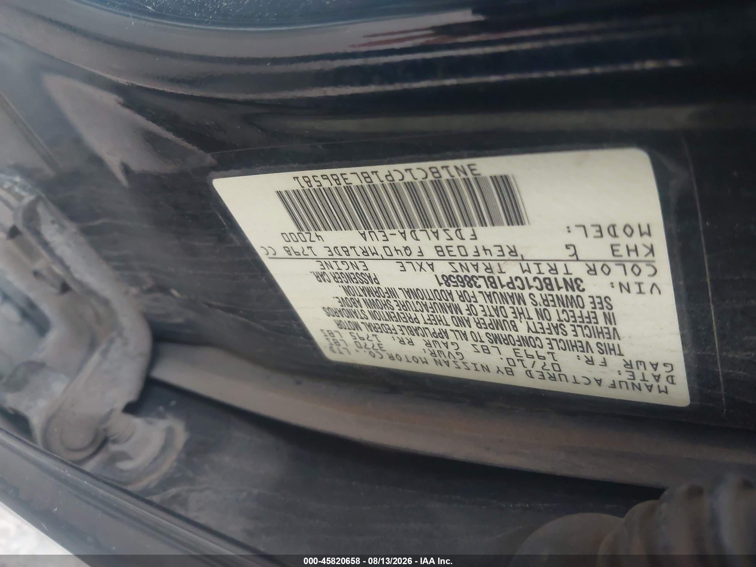 2011 Nissan Versa 1.8s Black vin: 3N1BC1CP1BL386581