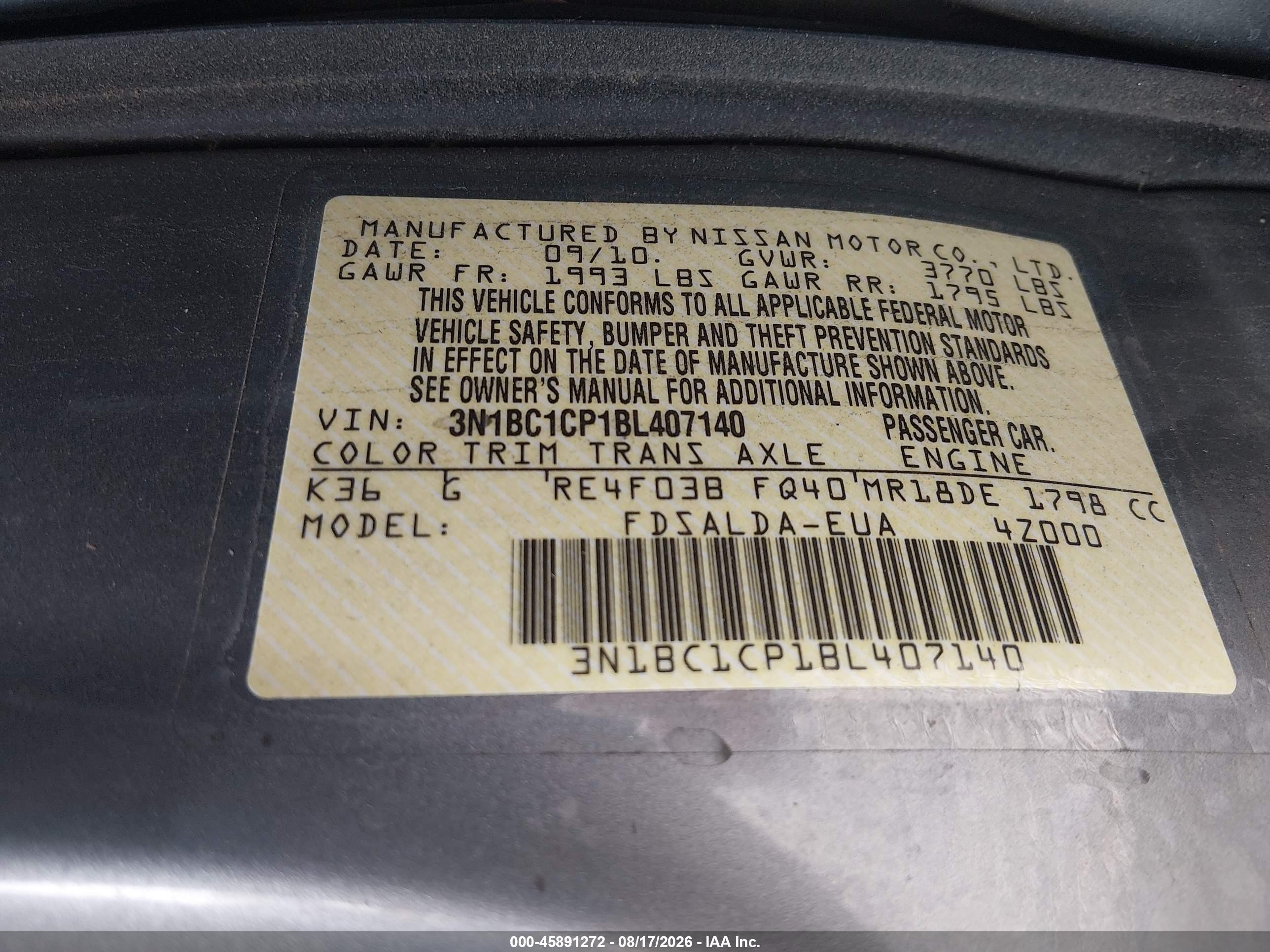 2011 Nissan Versa 1.8s Silver vin: 3N1BC1CP1BL407140