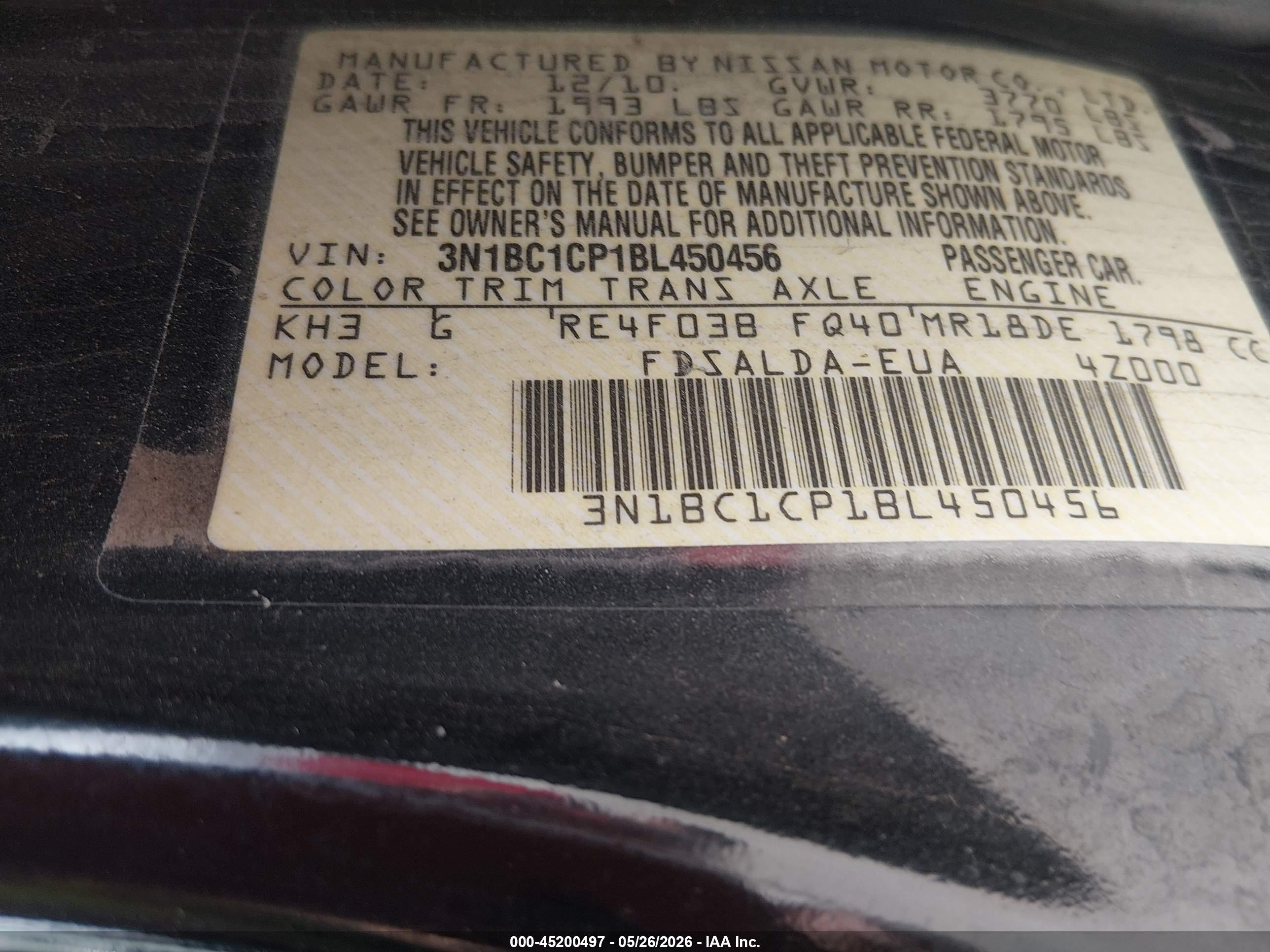 2011 Nissan Versa 1.8s Black vin: 3N1BC1CP1BL450456