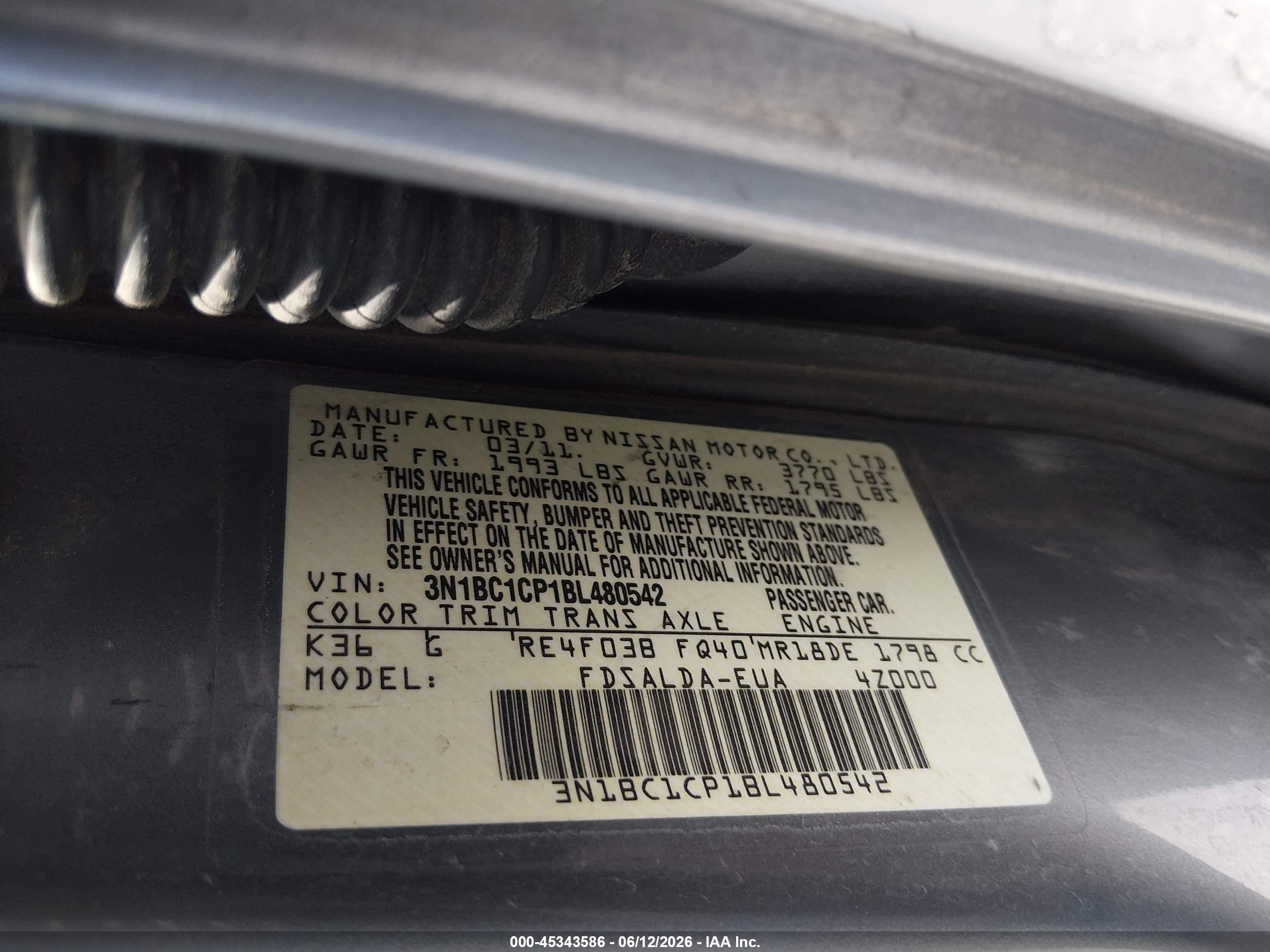 2011 Nissan Versa 1.8s Silver vin: 3N1BC1CP1BL480542