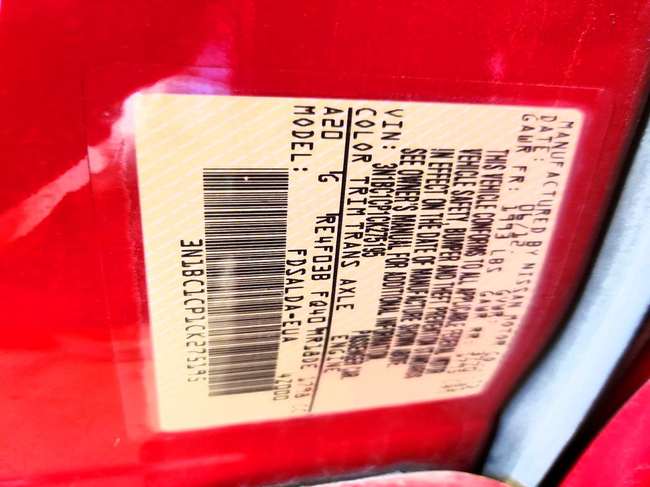 2012 Nissan Versa 1.8 S Red vin: 3N1BC1CP1CK275195