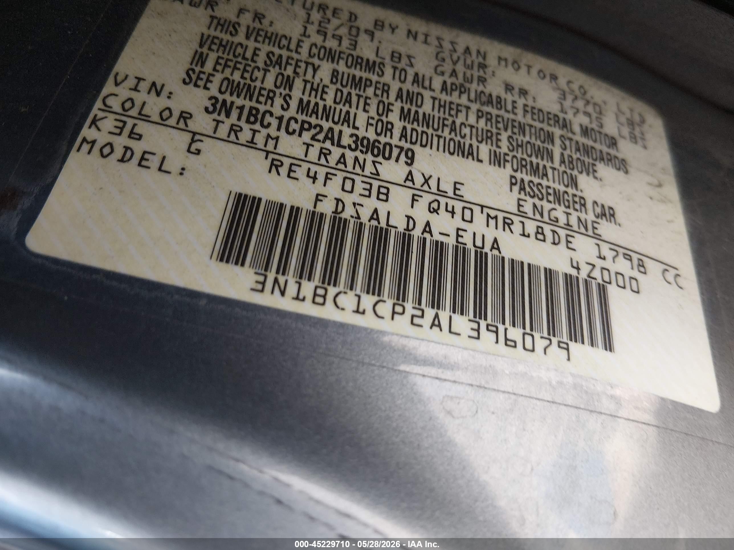 2010 Nissan Versa 1.8s Silver vin: 3N1BC1CP2AL396079