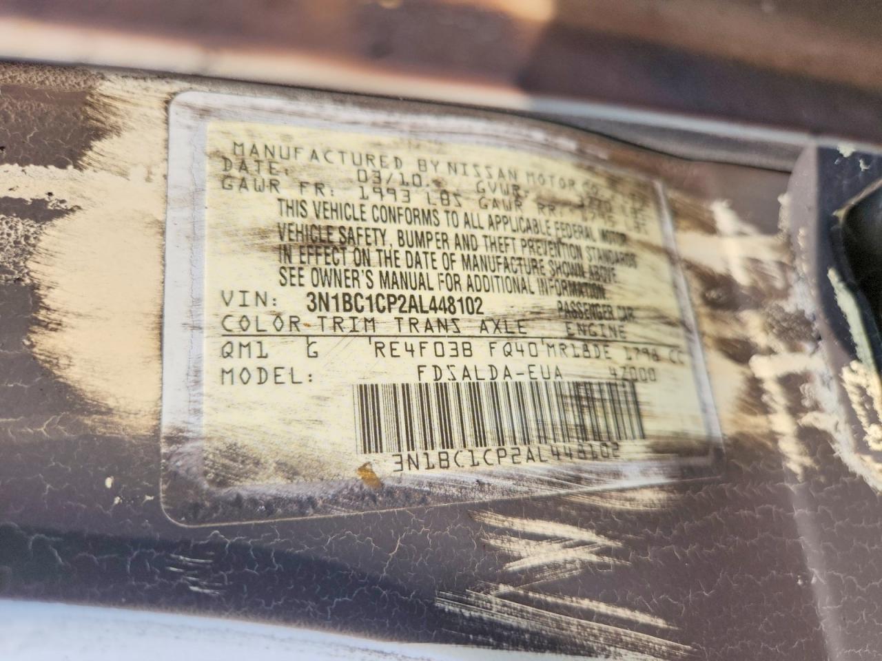 2010 Nissan Versa 1.8 S Burn vin: 3N1BC1CP2AL448102