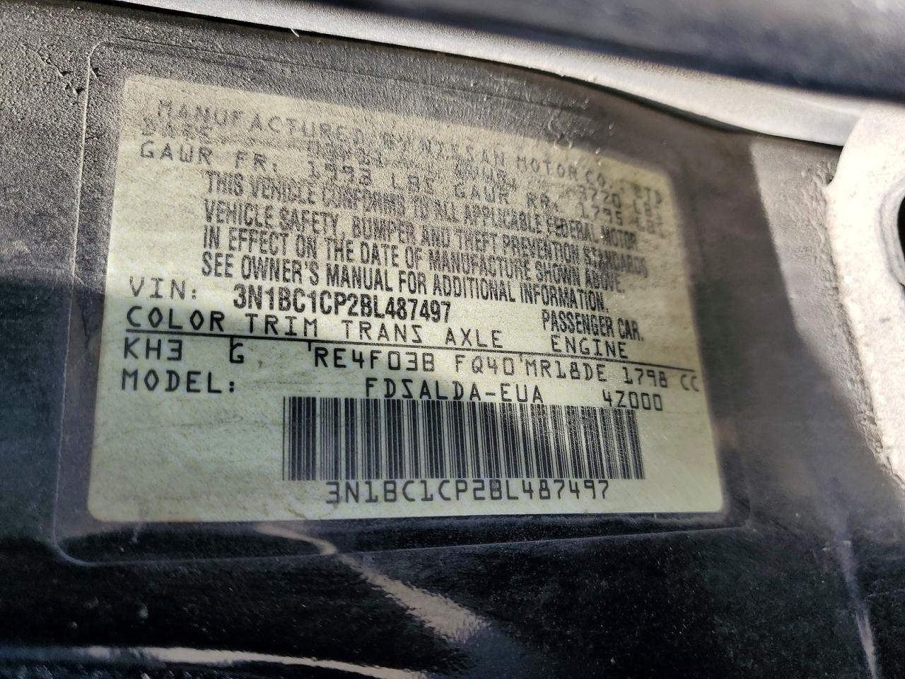2011 Nissan Versa 1.8 S Black vin: 3N1BC1CP2BL487497