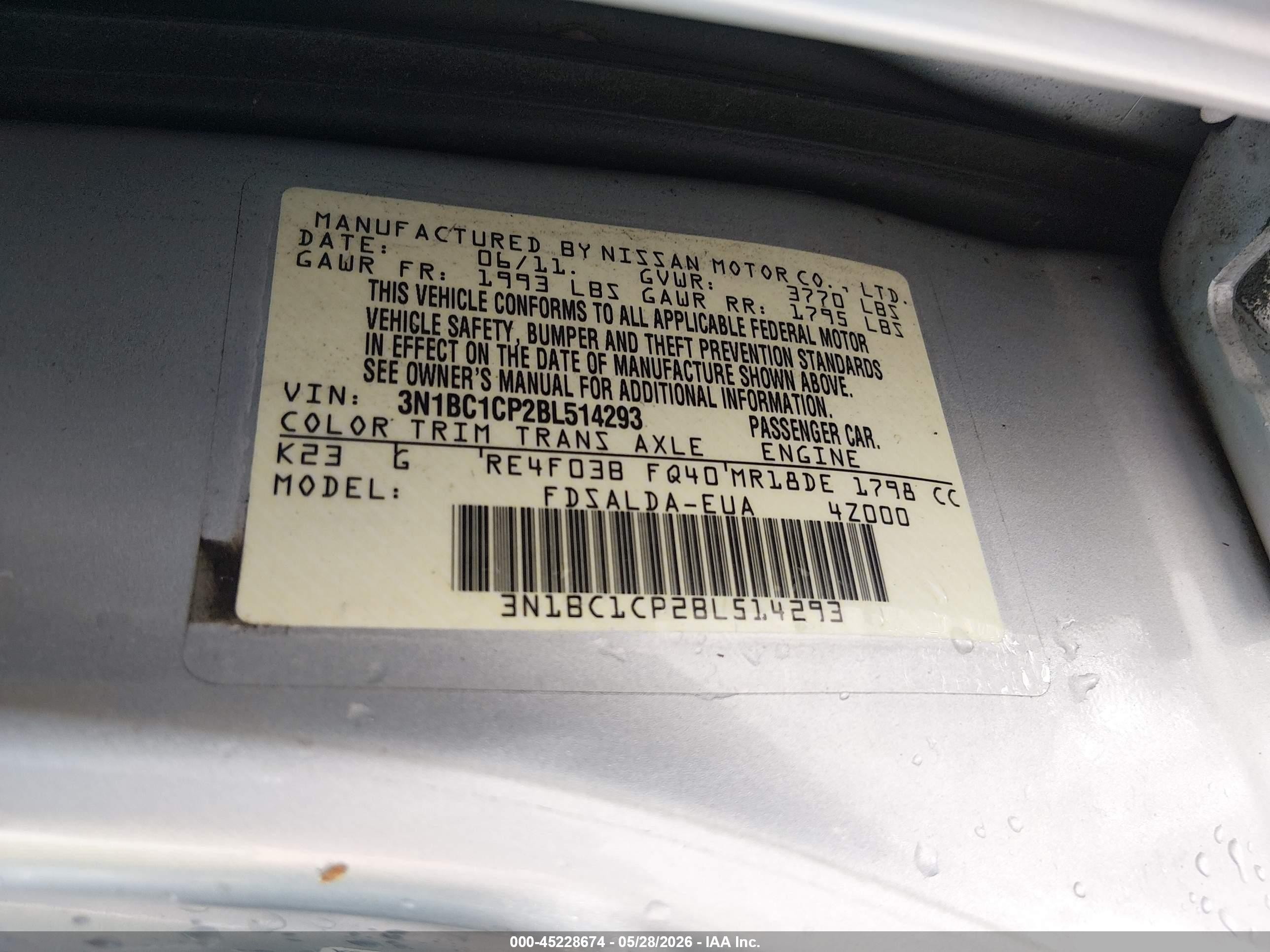 2011 Nissan Versa 1.8s Silver vin: 3N1BC1CP2BL514293