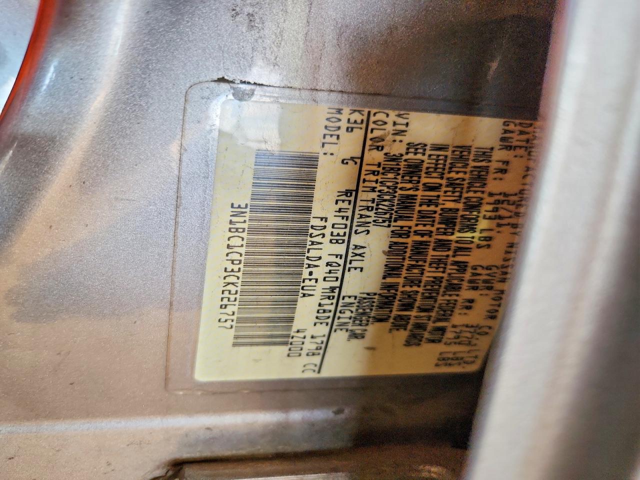 2012 Nissan Versa 1.8 S Gray vin: 3N1BC1CP3CK226757