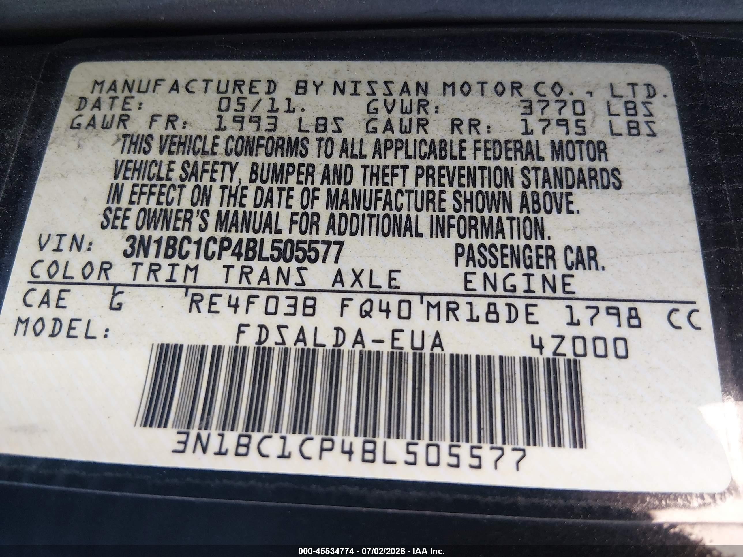 2011 Nissan Versa 1.8s Black vin: 3N1BC1CP4BL505577