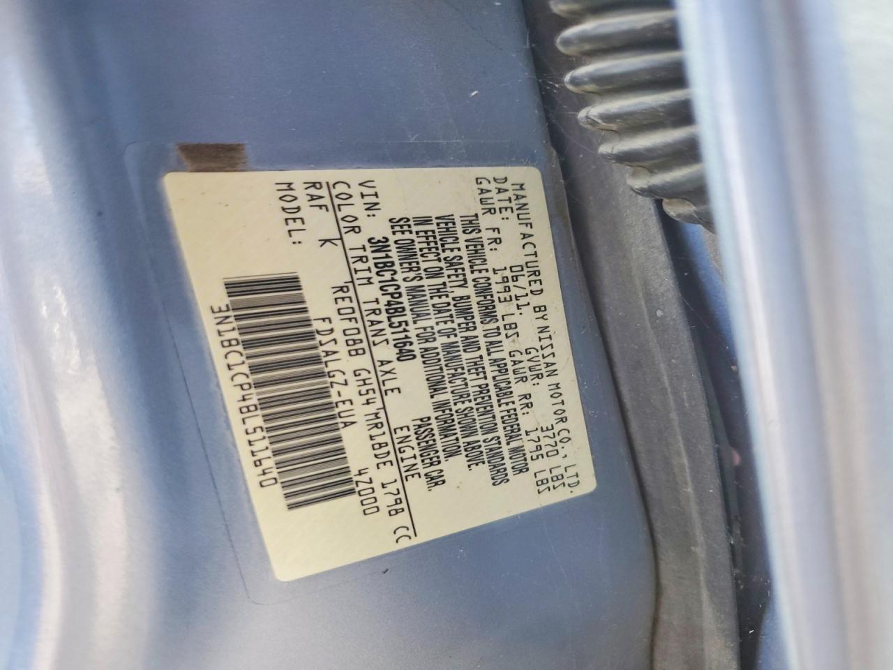 2011 Nissan Versa 1.8 S Blue vin: 3N1BC1CP4BL511640
