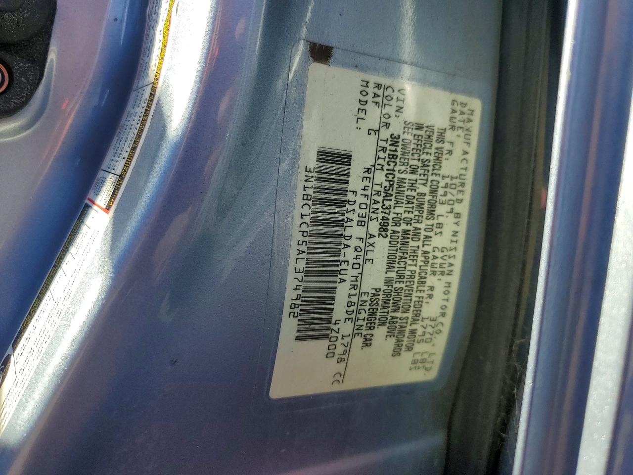 2010 Nissan Versa 1.8 S Blue vin: 3N1BC1CP5AL374982