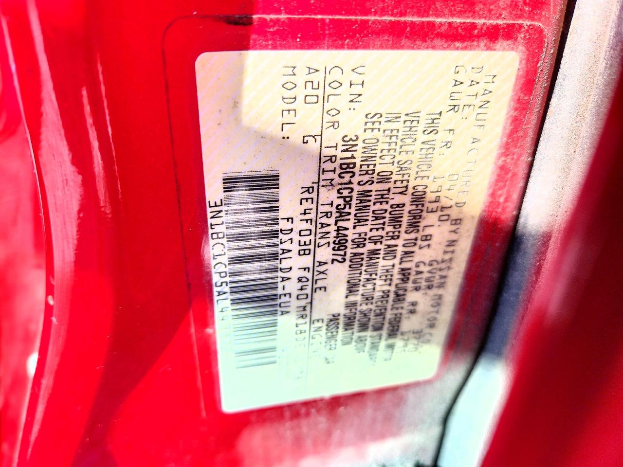 2010 Nissan Versa S Red vin: 3N1BC1CP5AL449972